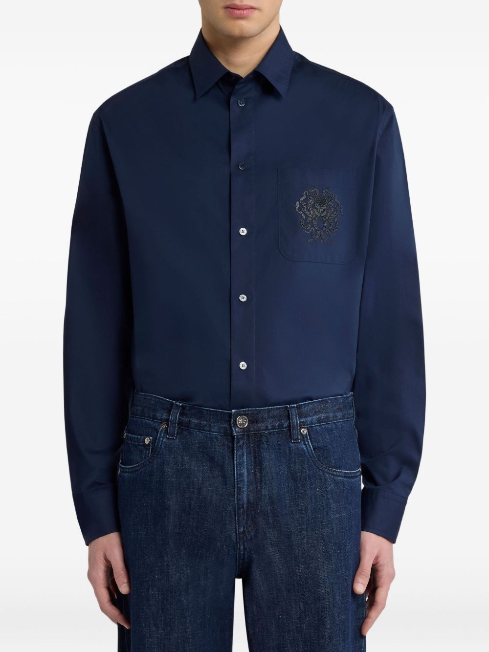 logo-embroidered shirt - 3
