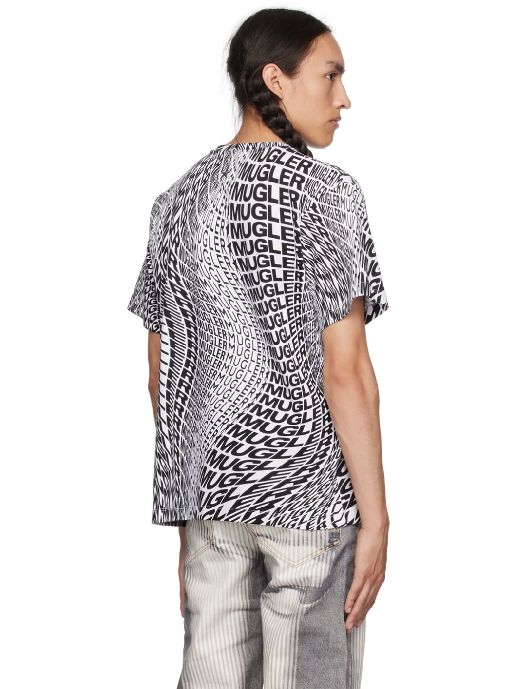 【関税込み】Mugler ブラック＆ホワイト Swirling Star Tシャツ Mugler H&M Swirling Star Mesh T-shirt (Mens) Black Men's