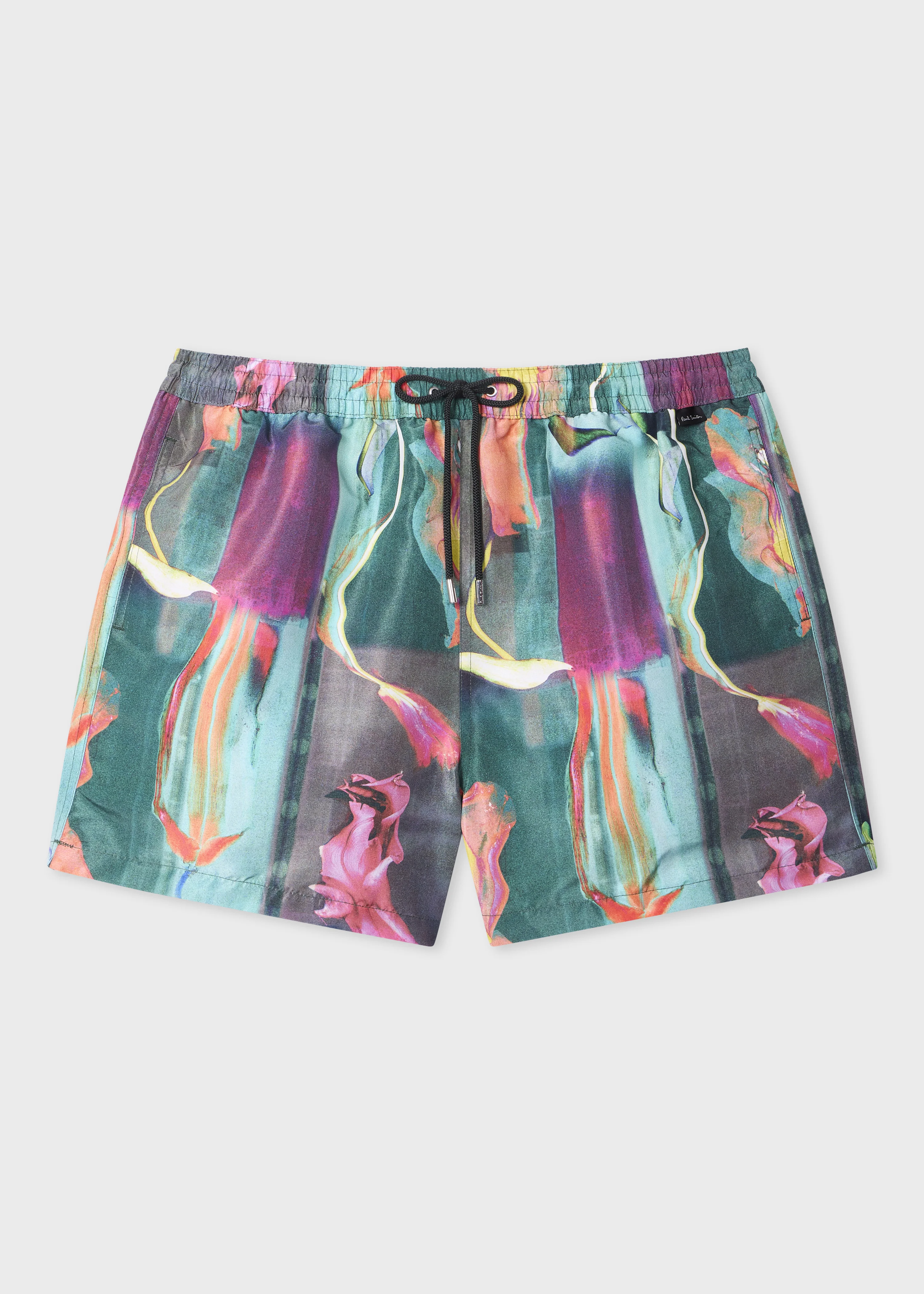 'Glitch Floral' Print Swim Shorts - 1