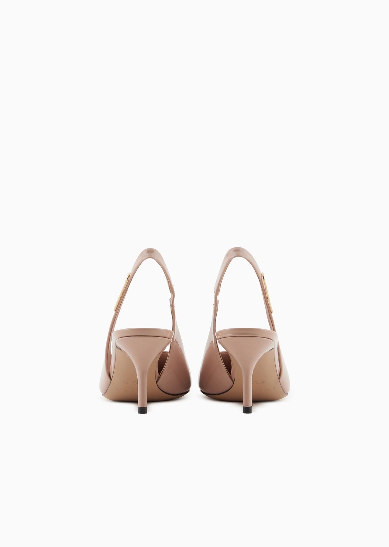 Patent-leather slingback court shoes with eagle plate - 4