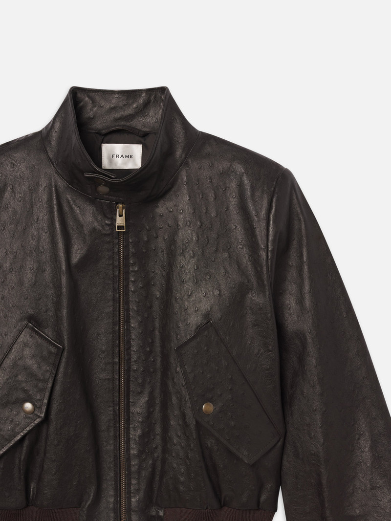 FRAME The Leather Harrington Jacket in Coffee outlook