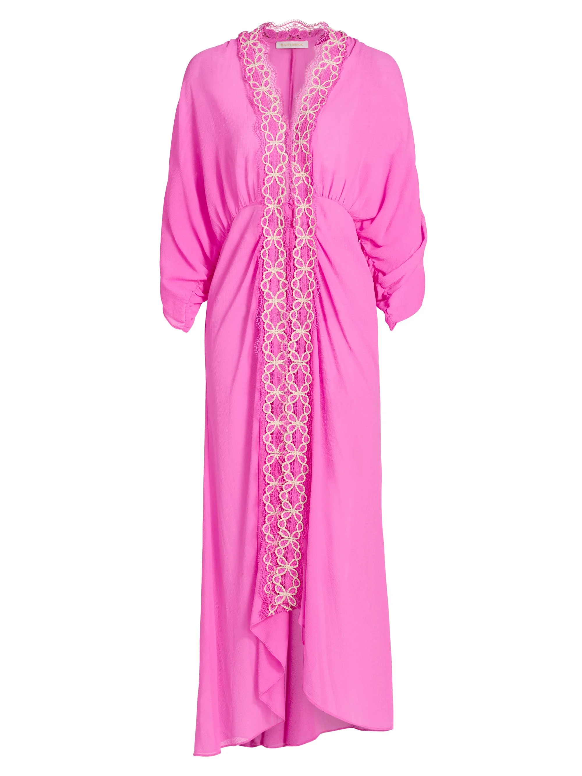 ramy brook pink dress Brook- Kiana Dress- Candy it flows into a tiered midi silhouette accented with intricate lace trim RAMY BROOK Women's Riley Embroidered