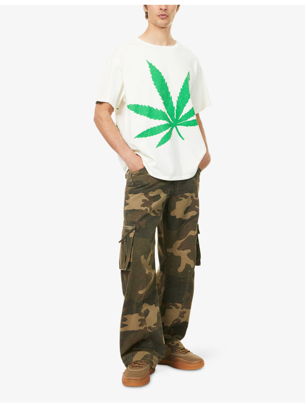Weed Glittered Graphic-Print Cotton T-Shirt - 2