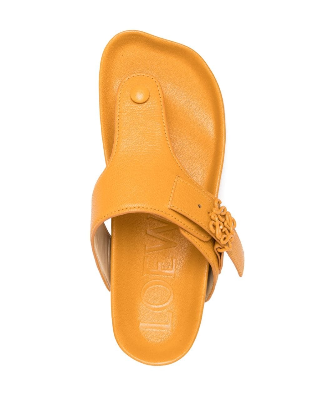 logo-plaque leather flip flops - 4