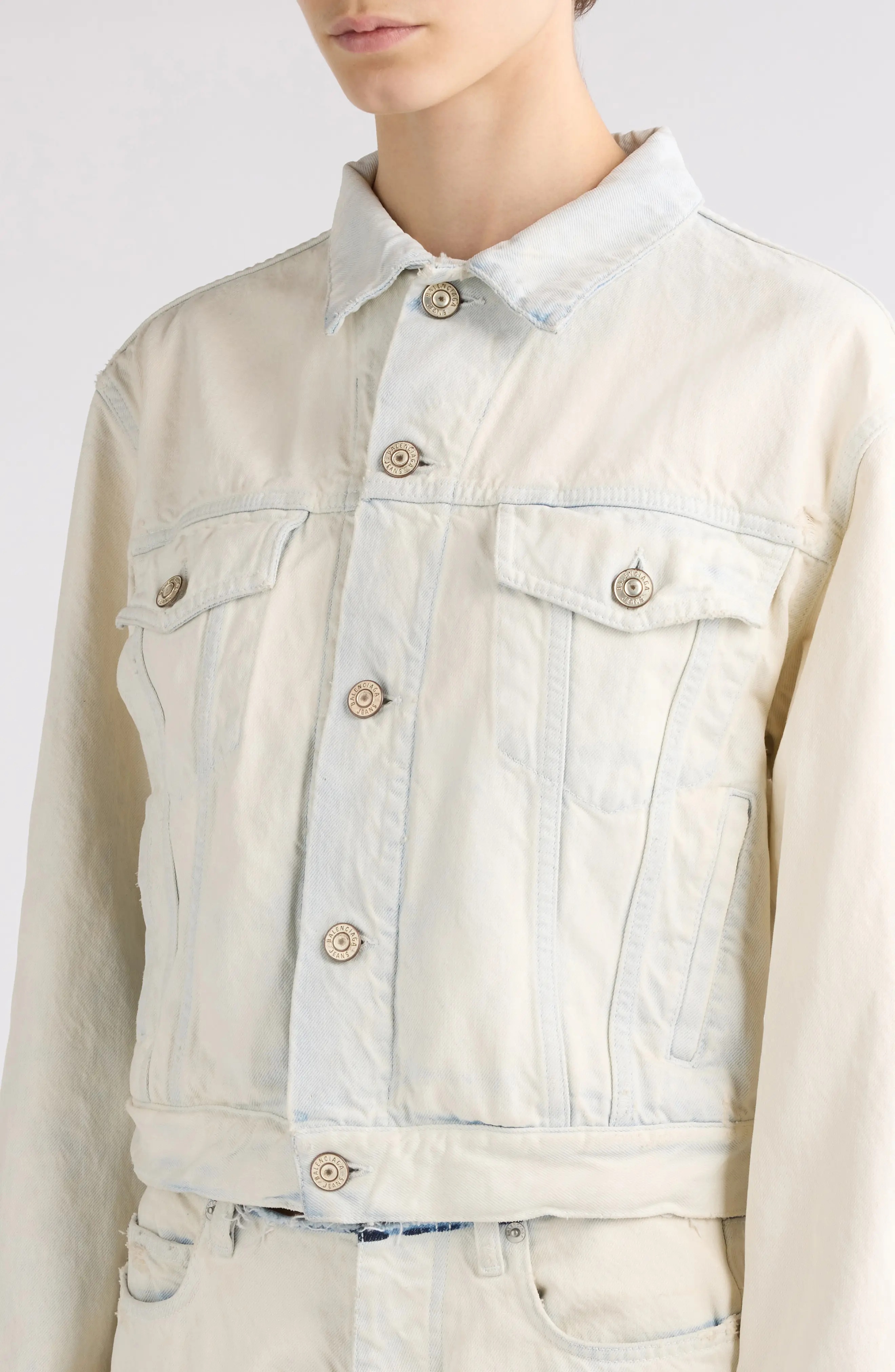 Small Fit Bleached Denim Jacket - 5