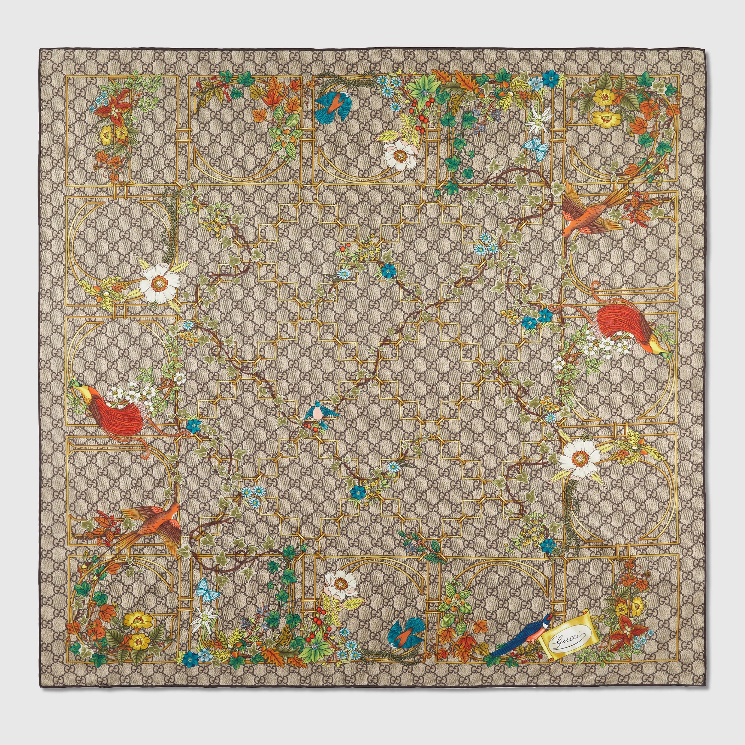 Animal and floral print silk carré - 1