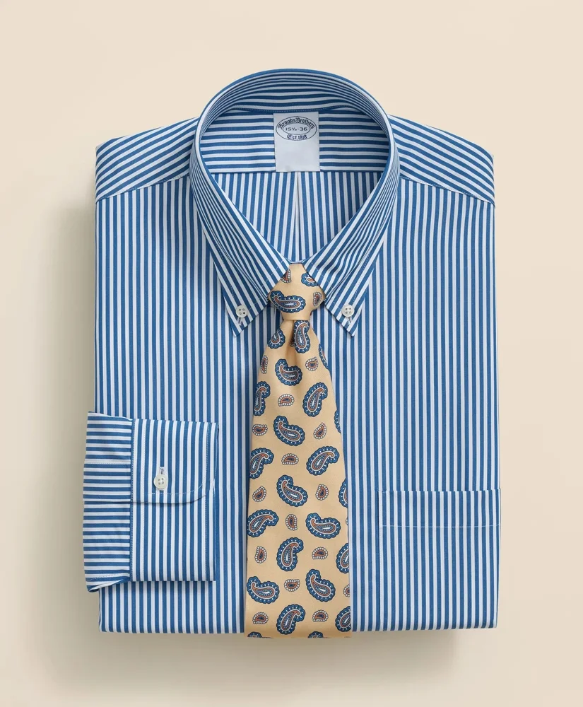 Pure Supima® Cotton Regular-Finish Polo Button Down Collar, Candy Stripe Dress Shirt - 1