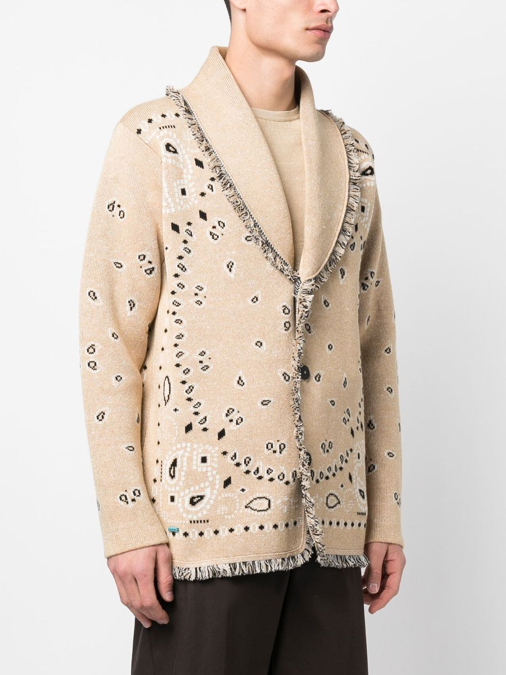 bandana-print jacquard knitted cardigan - 3