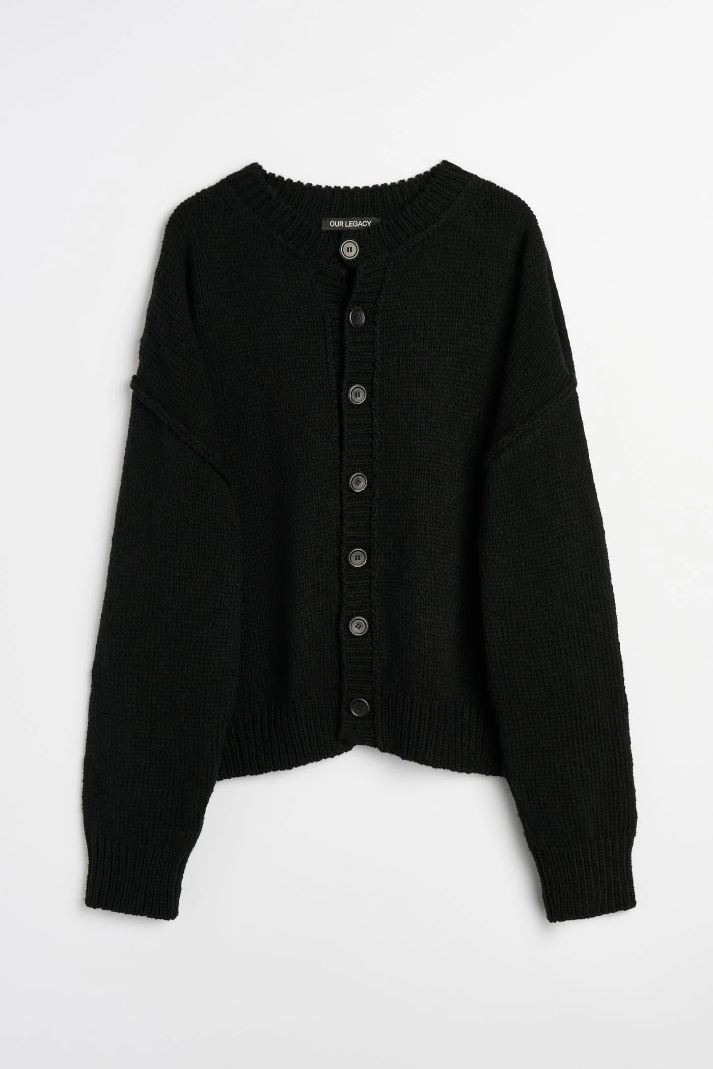 Pitch Cardigan Slub Twisted Black Wool - 1