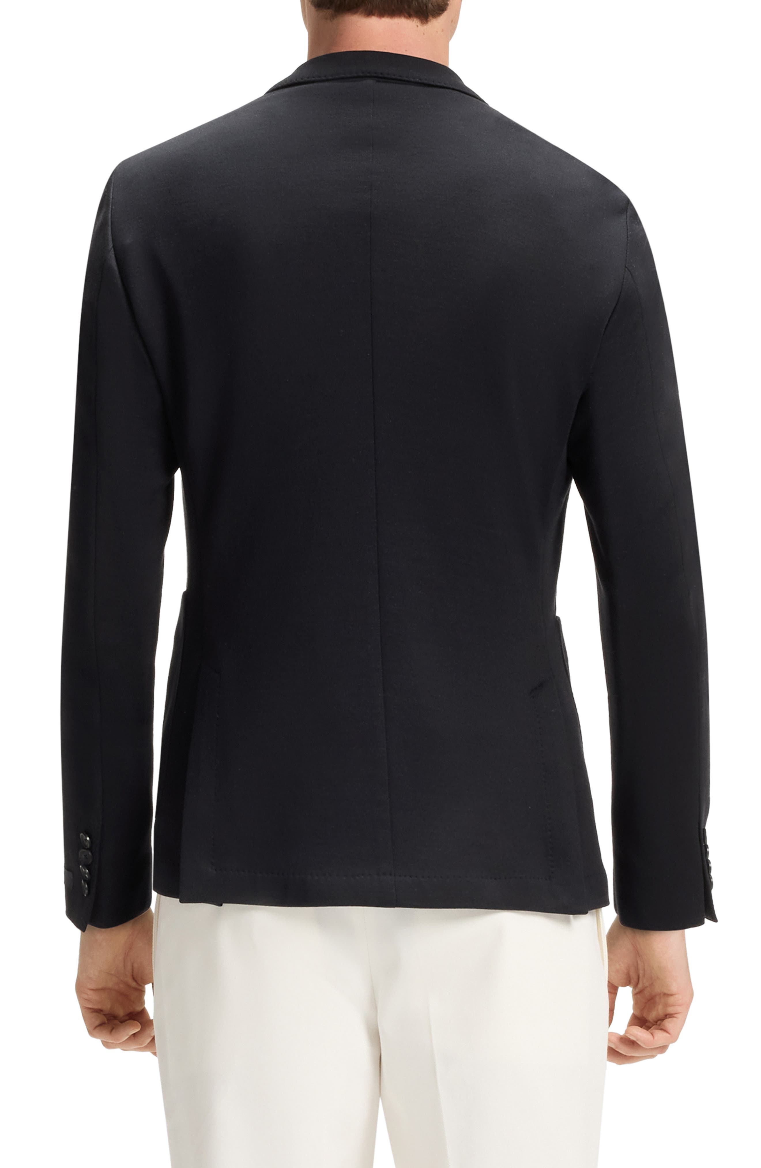 BOSS Navy Cotton & Silk Blend Sport Coat in Dark Blue at Nordstrom - 3