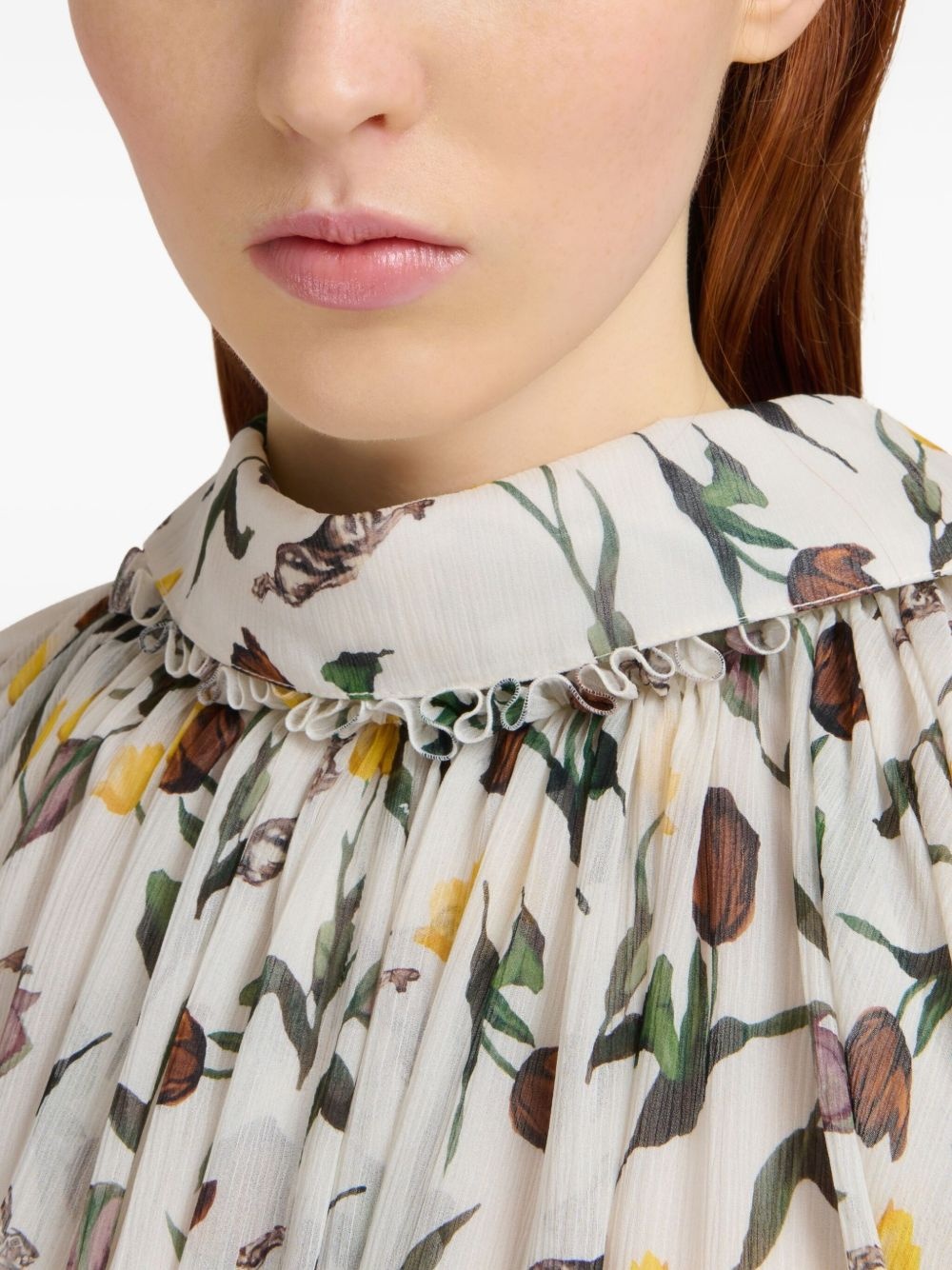 floral-print ruffled dress - 5