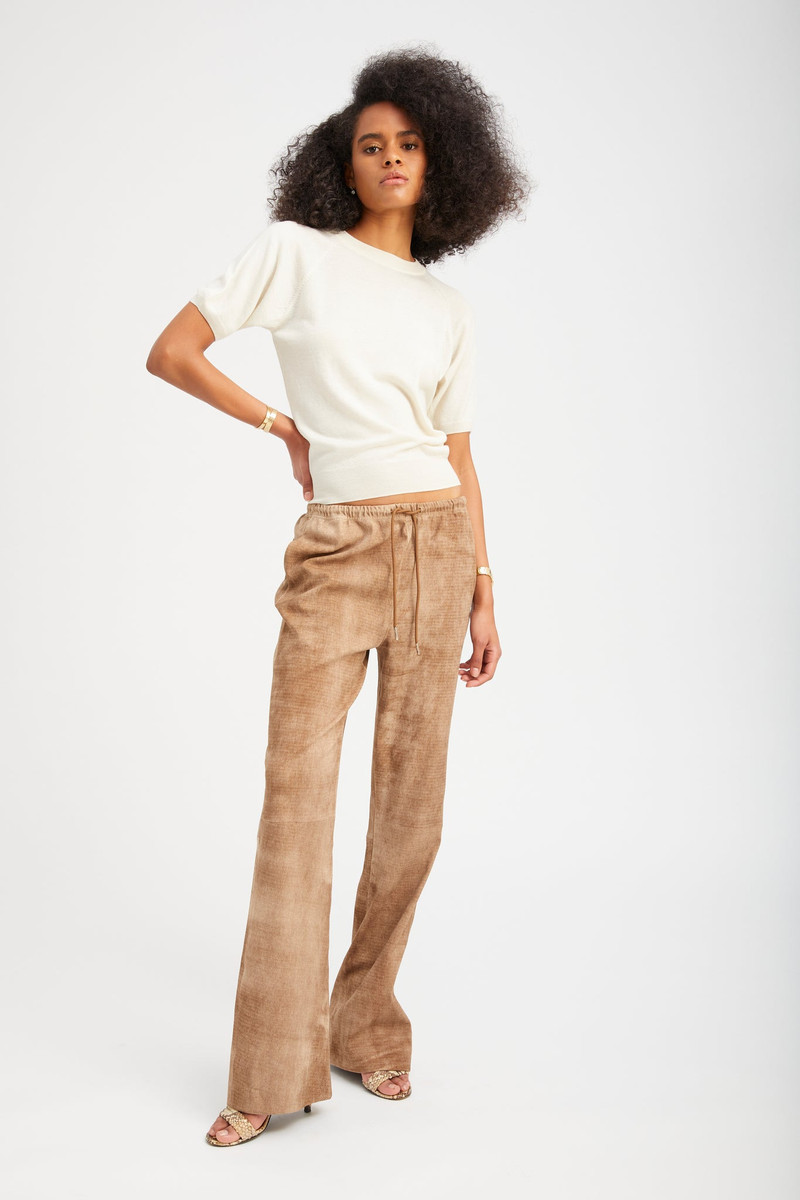 SPRWMN SEPIA SUEDE STRAIGHT LEG PANTS outlook