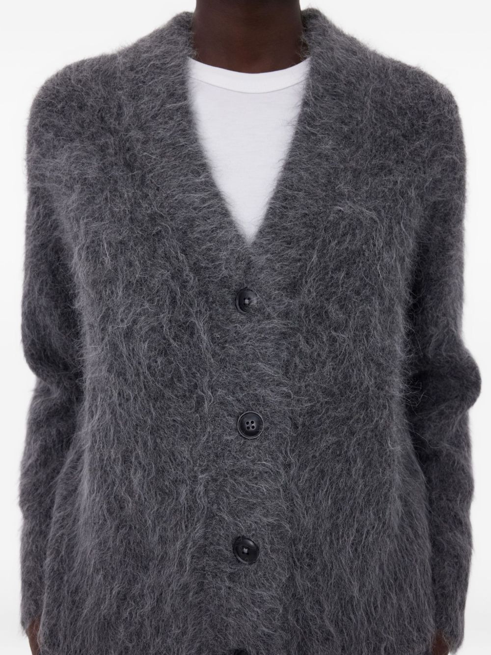 LYNN hairy alpaca V-neck cardigan - 4