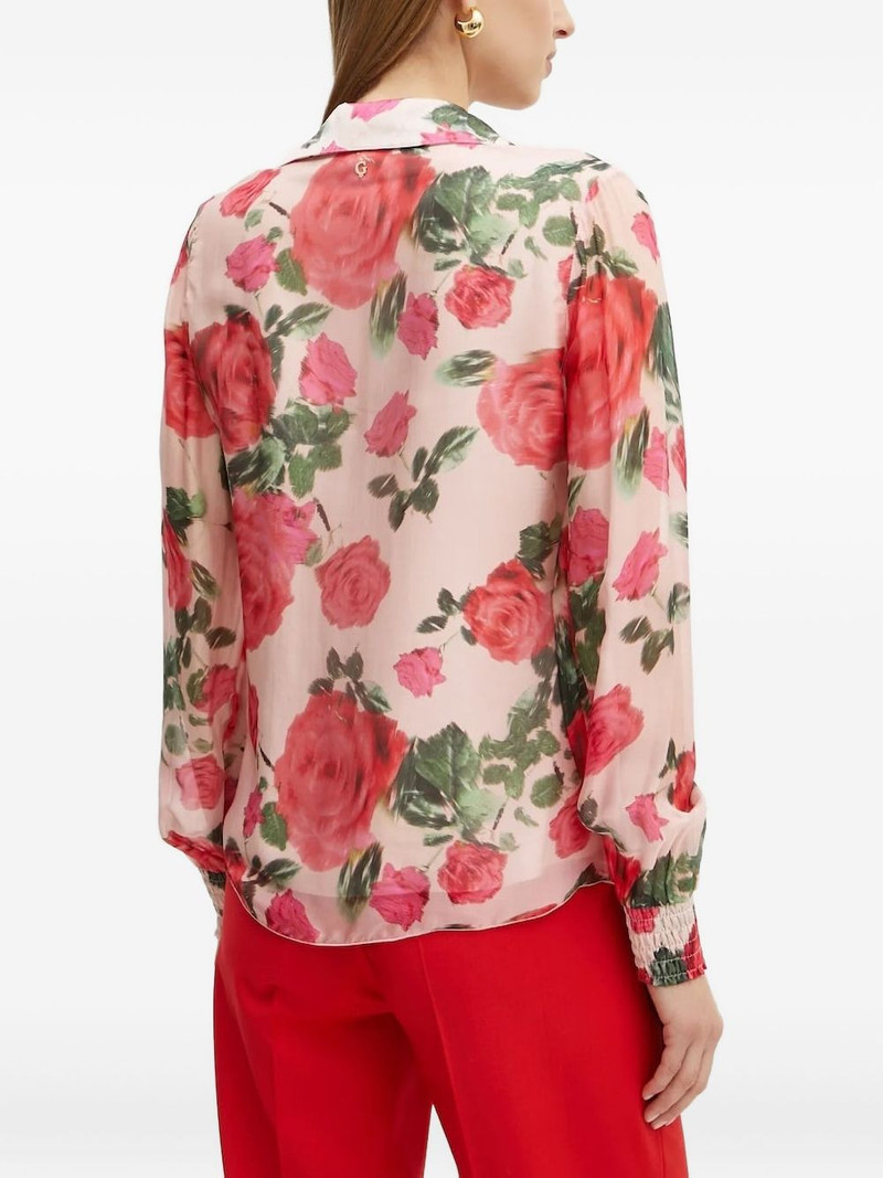 GUESS USA rose-print ruffled blouse outlook
