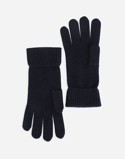 Dolce & Gabbana Knit wool gloves with leather logo outlook