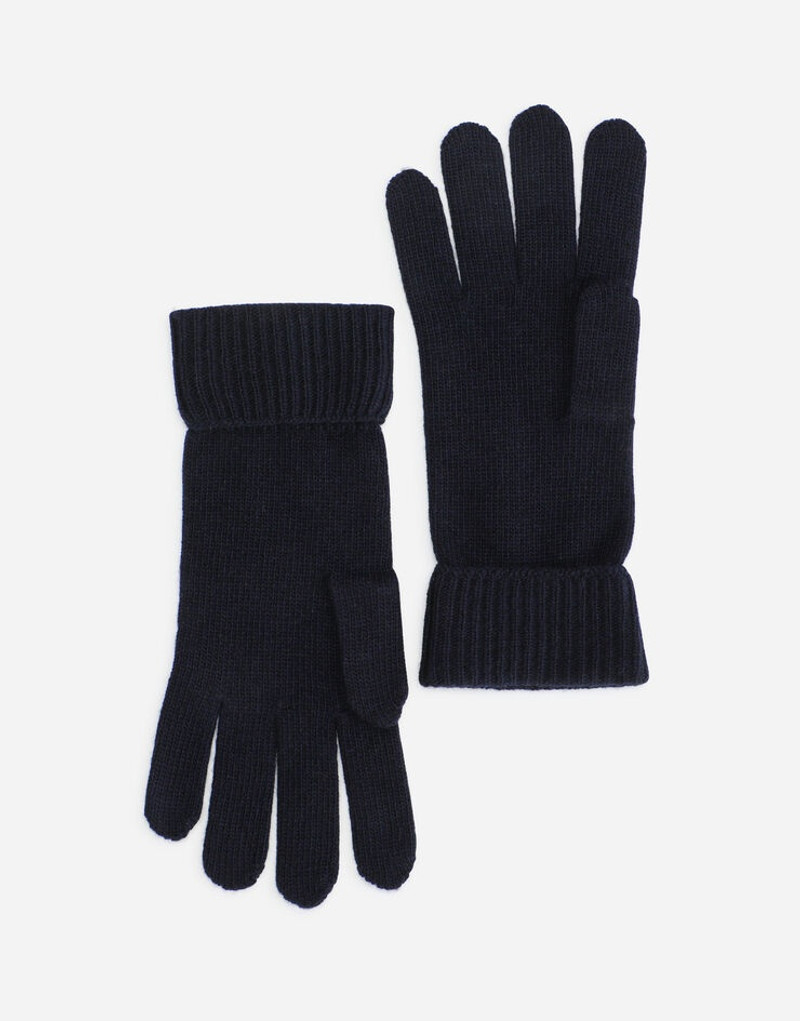 Dolce & Gabbana Knit wool gloves with leather logo outlook