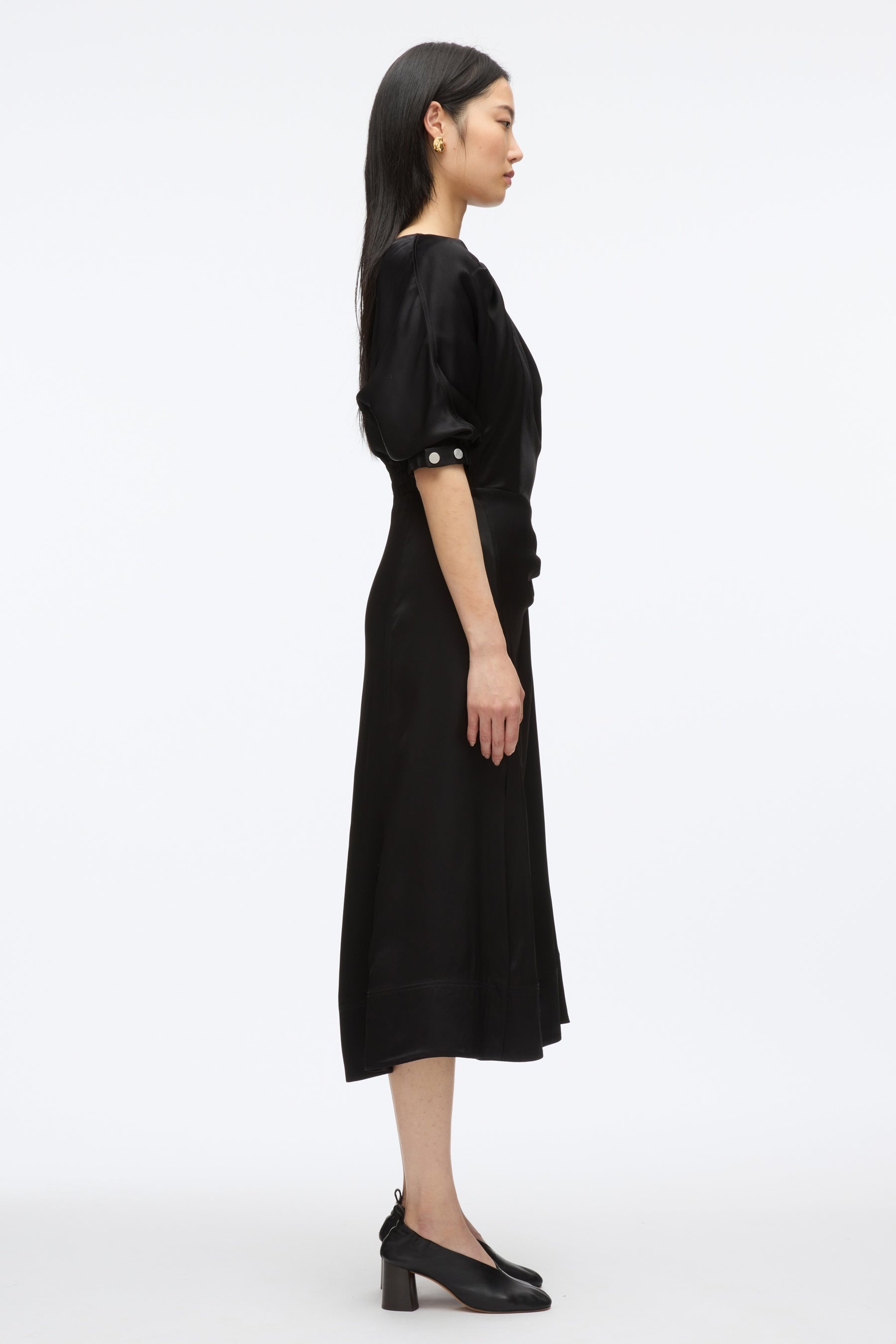 Satin Knotted Drape Dress - 3