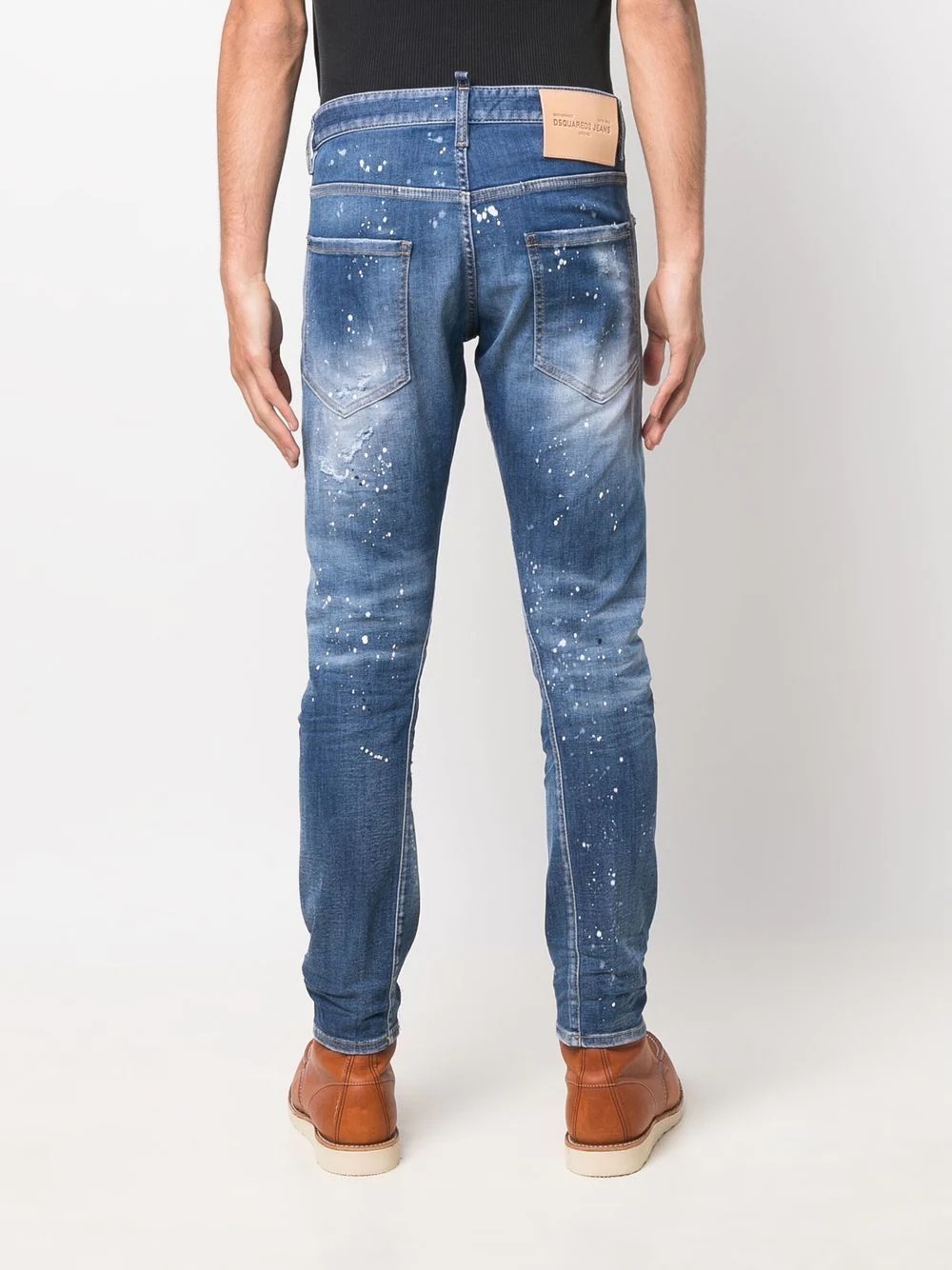 distressed-finish straight leg jeans - 4