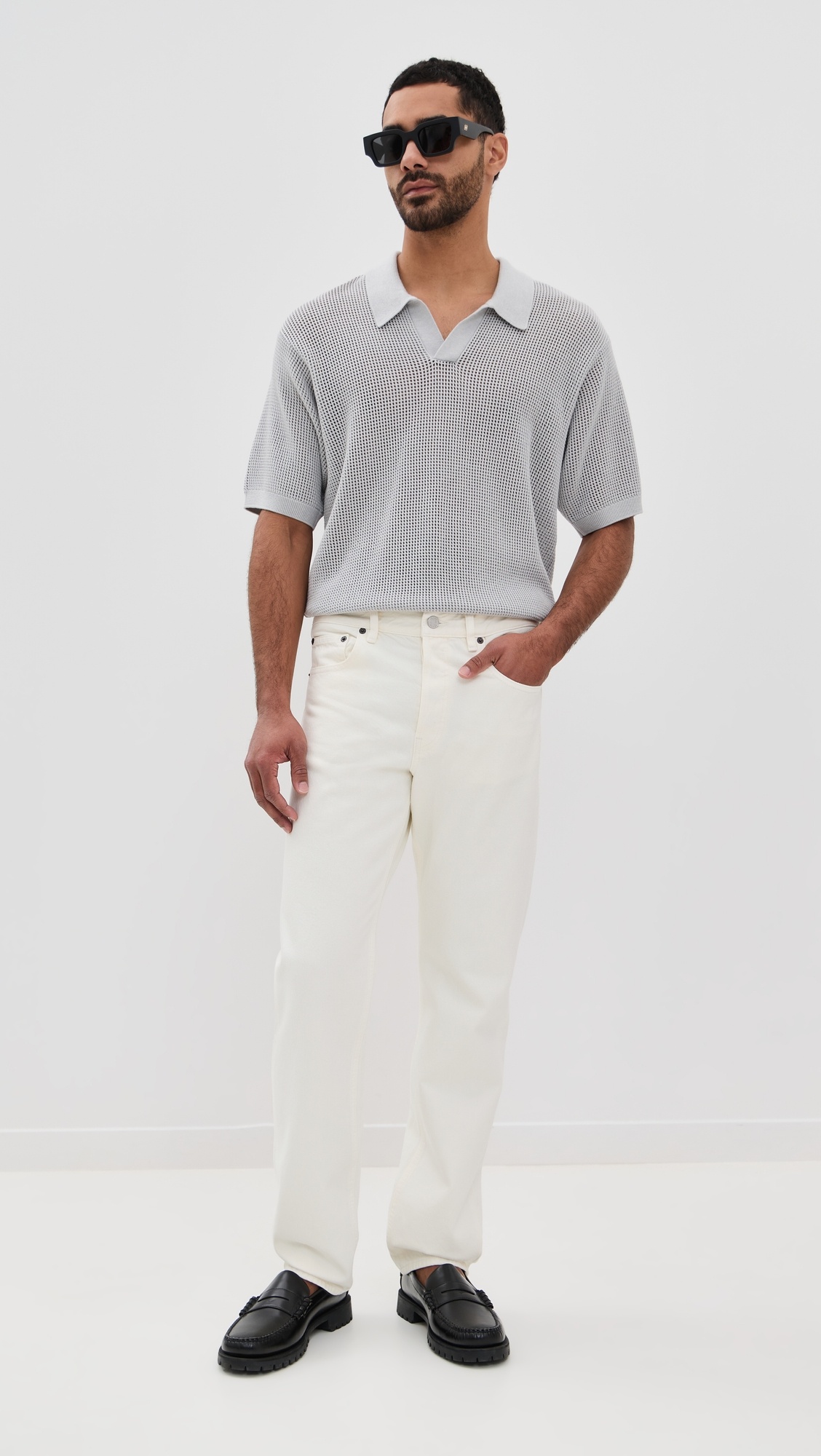 Open Weave Polo Sweater - 4