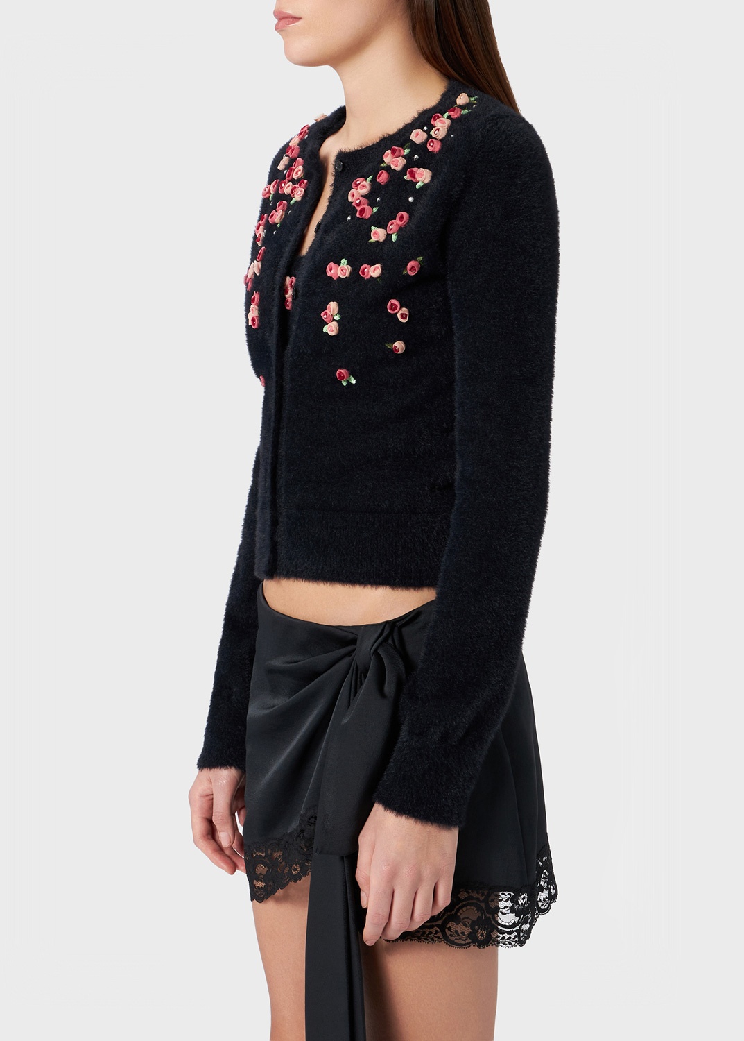 KNITTED CARDIGAN WITH EMBROIDERY ROSES - 5