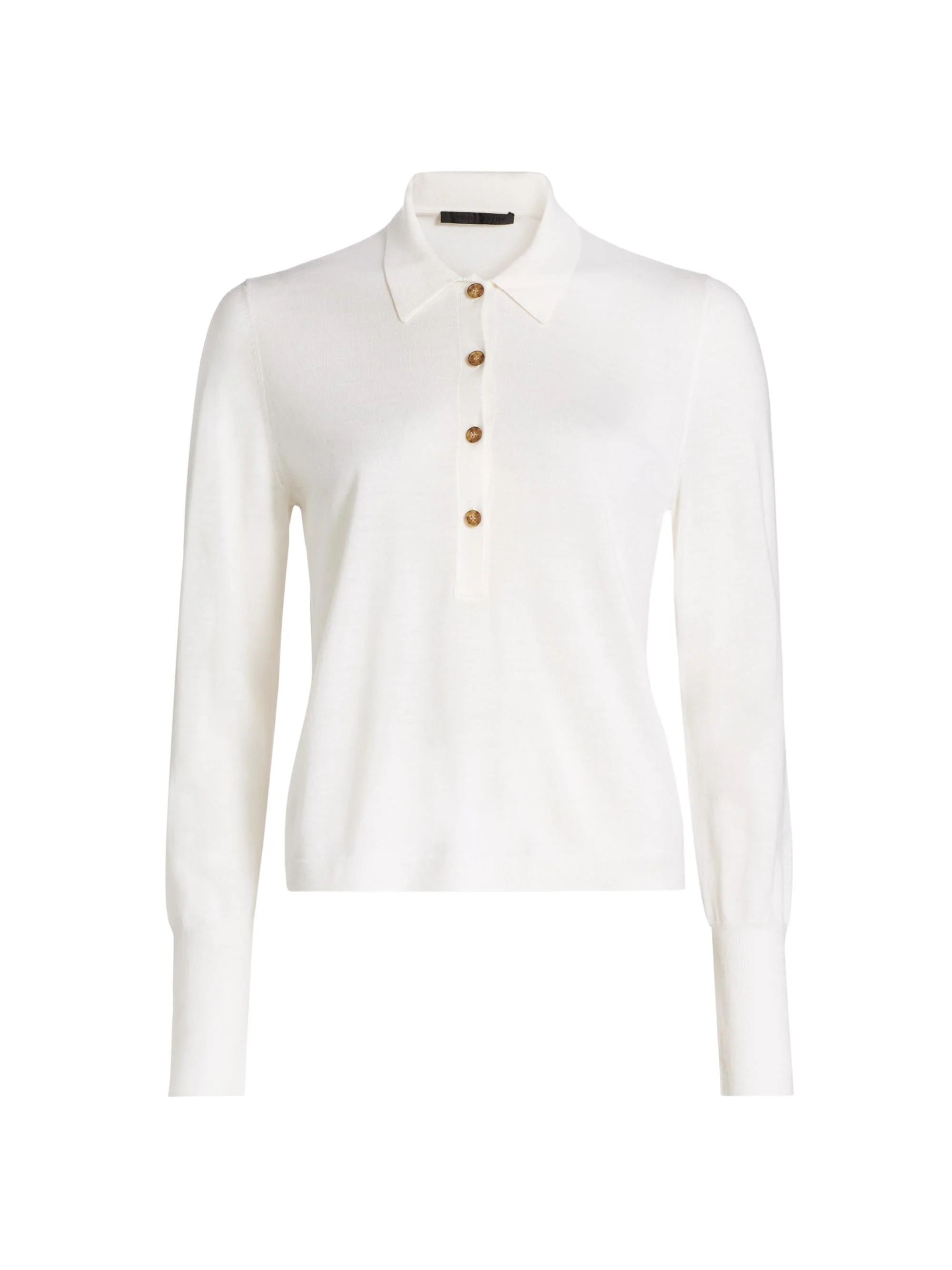 Women's Grayson Wool Knit Polo Top - Ivory - 1
