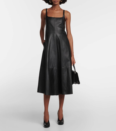 Vince Square-neck leather dress outlook