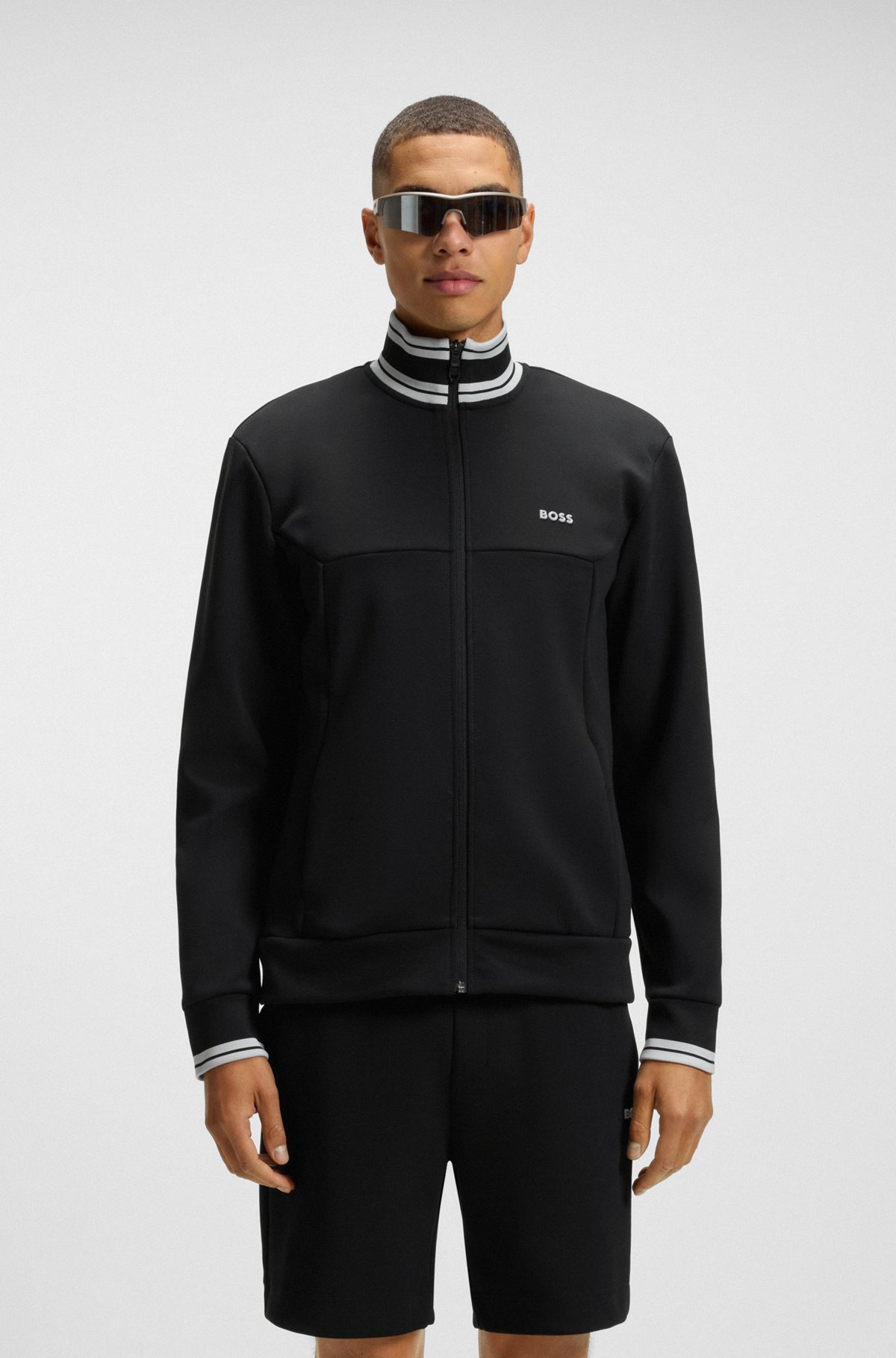 ZIP-UP SWEATSHIRT WITH STRIPED TRIMS - 2