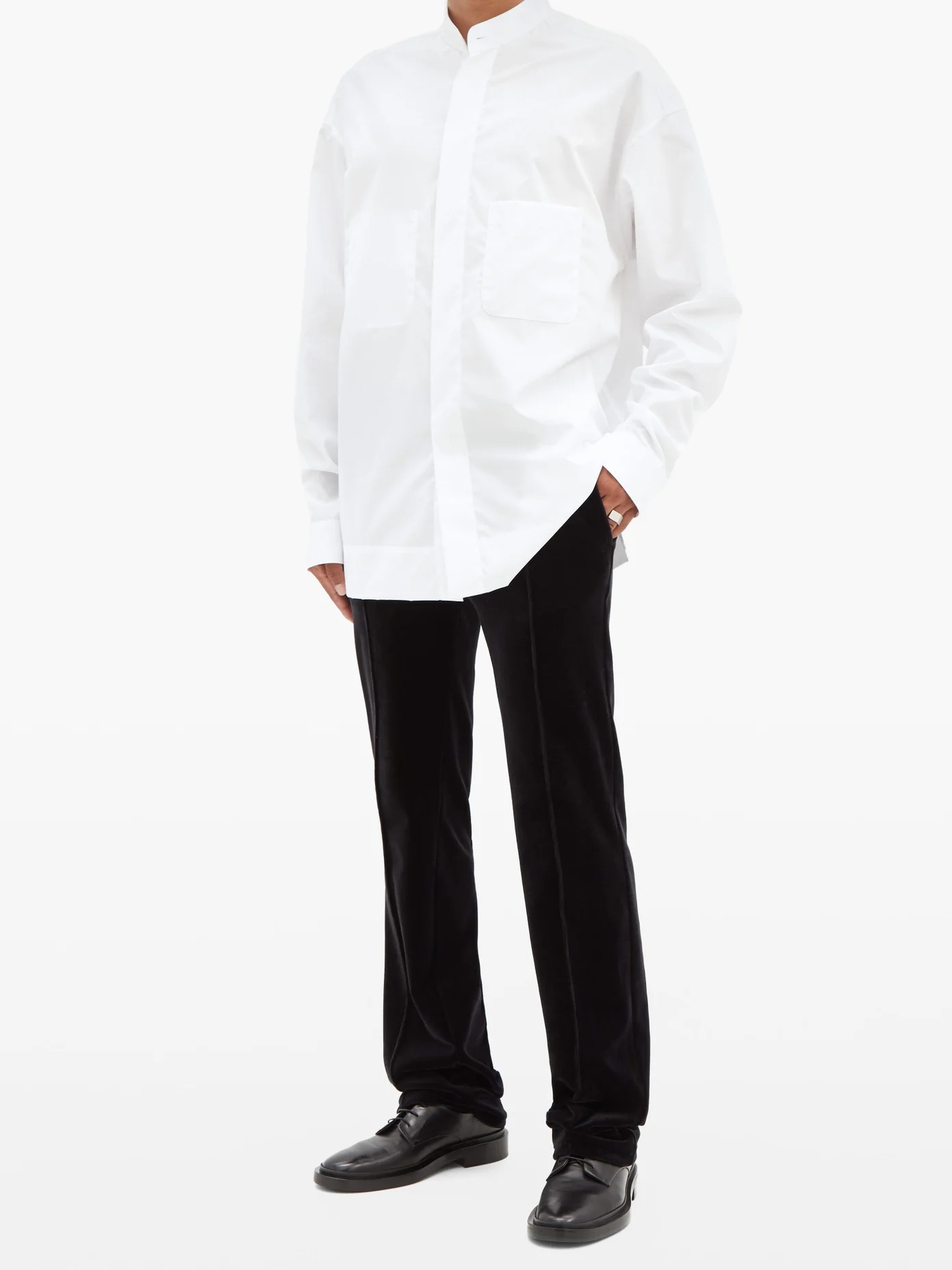 Band-collar cotton shirt - 2