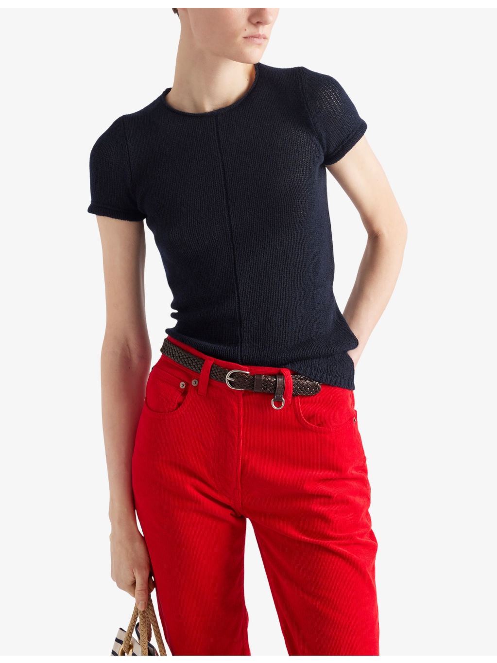 Short-Sleeve Cashmere Knitted Top - 3