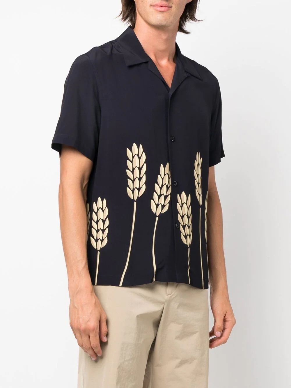 wheat-print short-sleeved shirt - 3