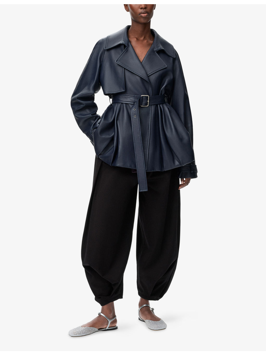 Draped Wide-Leg Cotton-Silk Trousers - 2