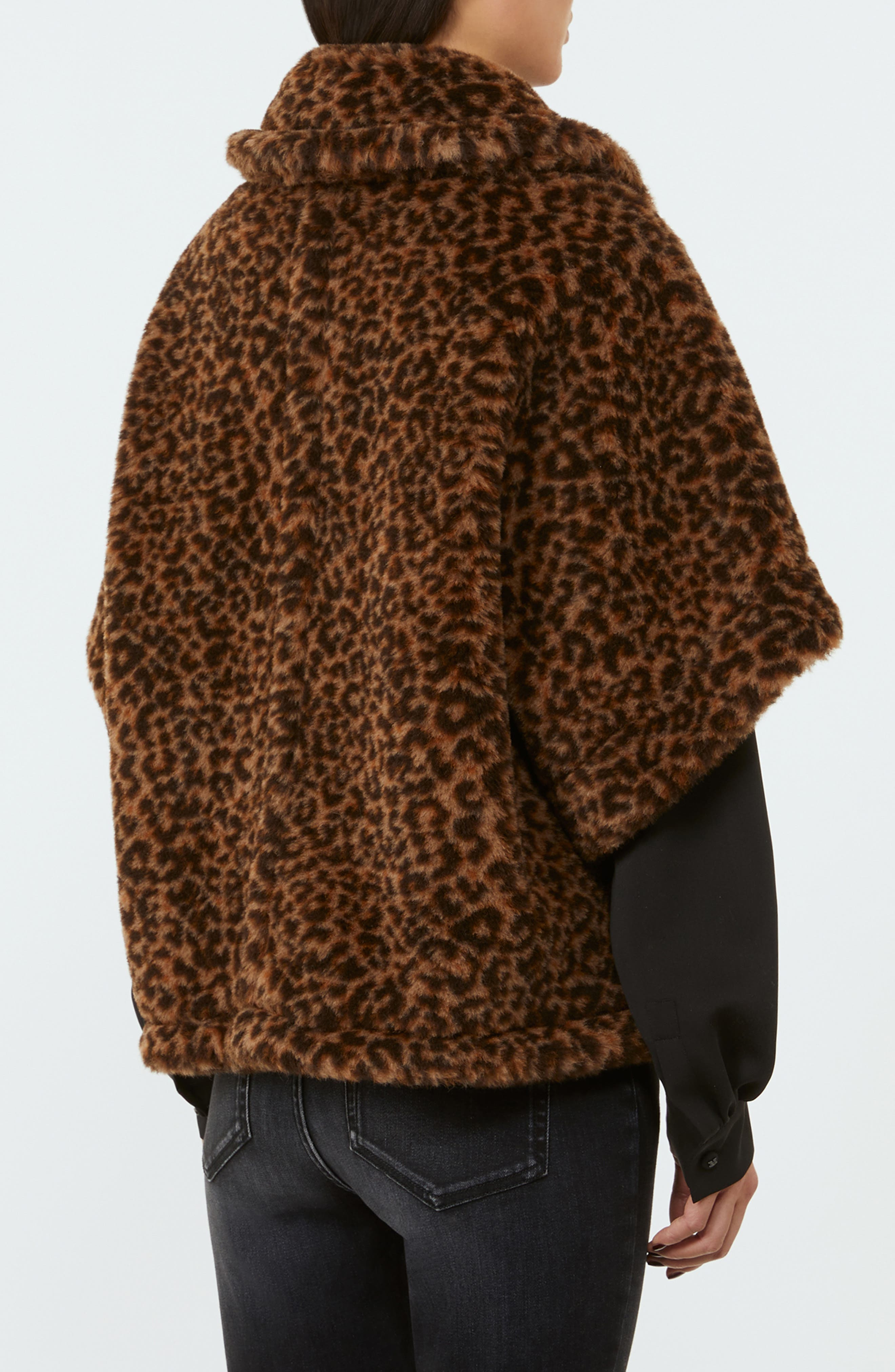 Max Mara Leopard Print Teddy Bear Cape in Dark Beige at Nordstrom - 2
