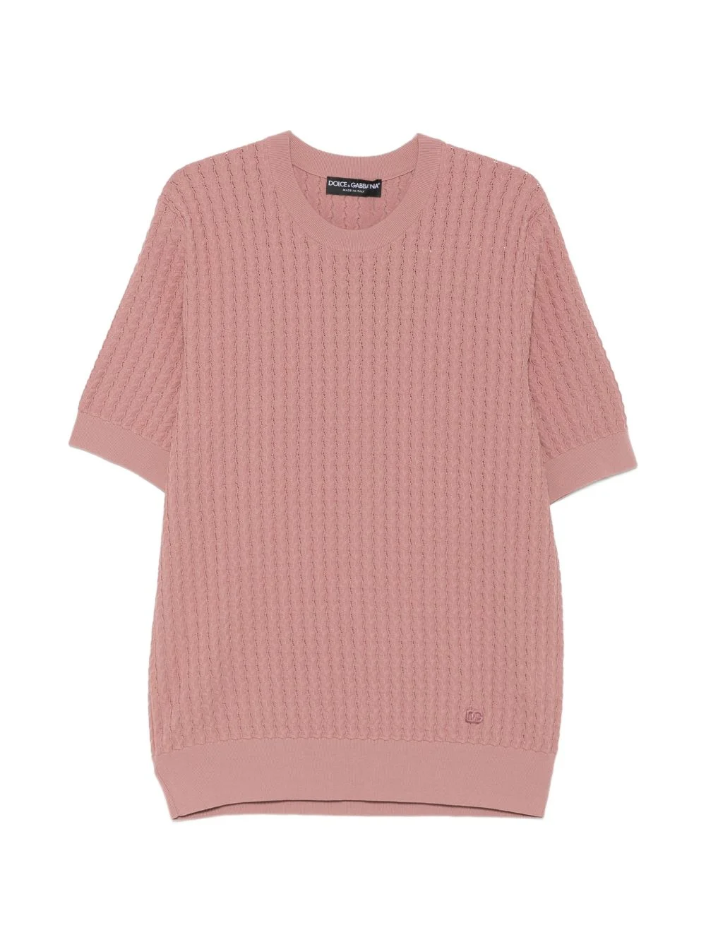 cable-knit short-sleeve sweater - 1