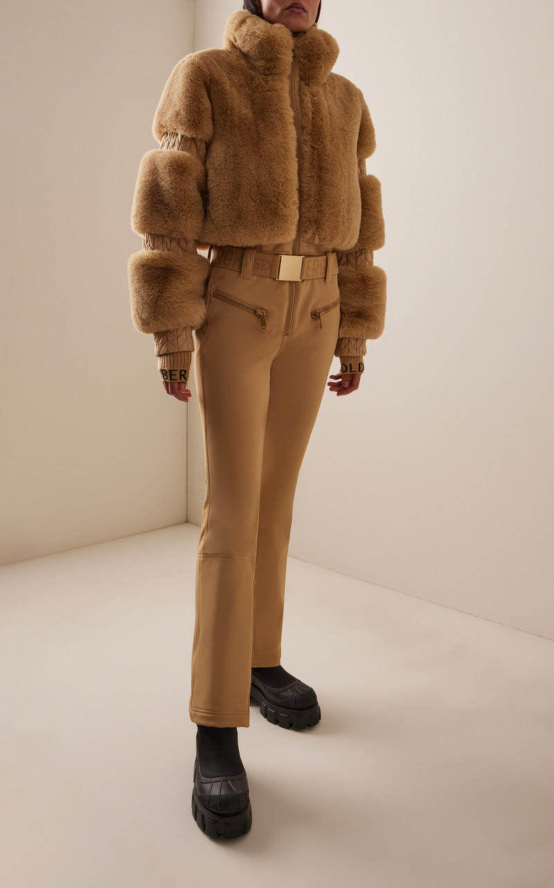 GOLDBERGH Lieke Vegan Fur Stretch-Nylon Ski Suit tan outlook