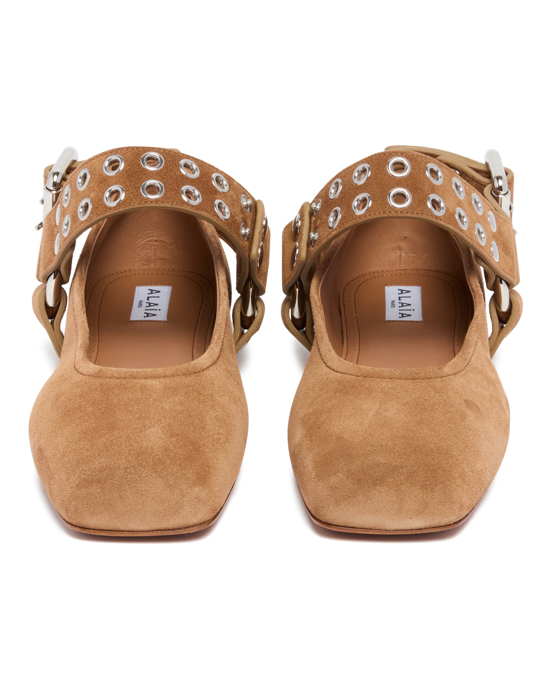 Beige Suede Flat Biker Ballet Flats - 4