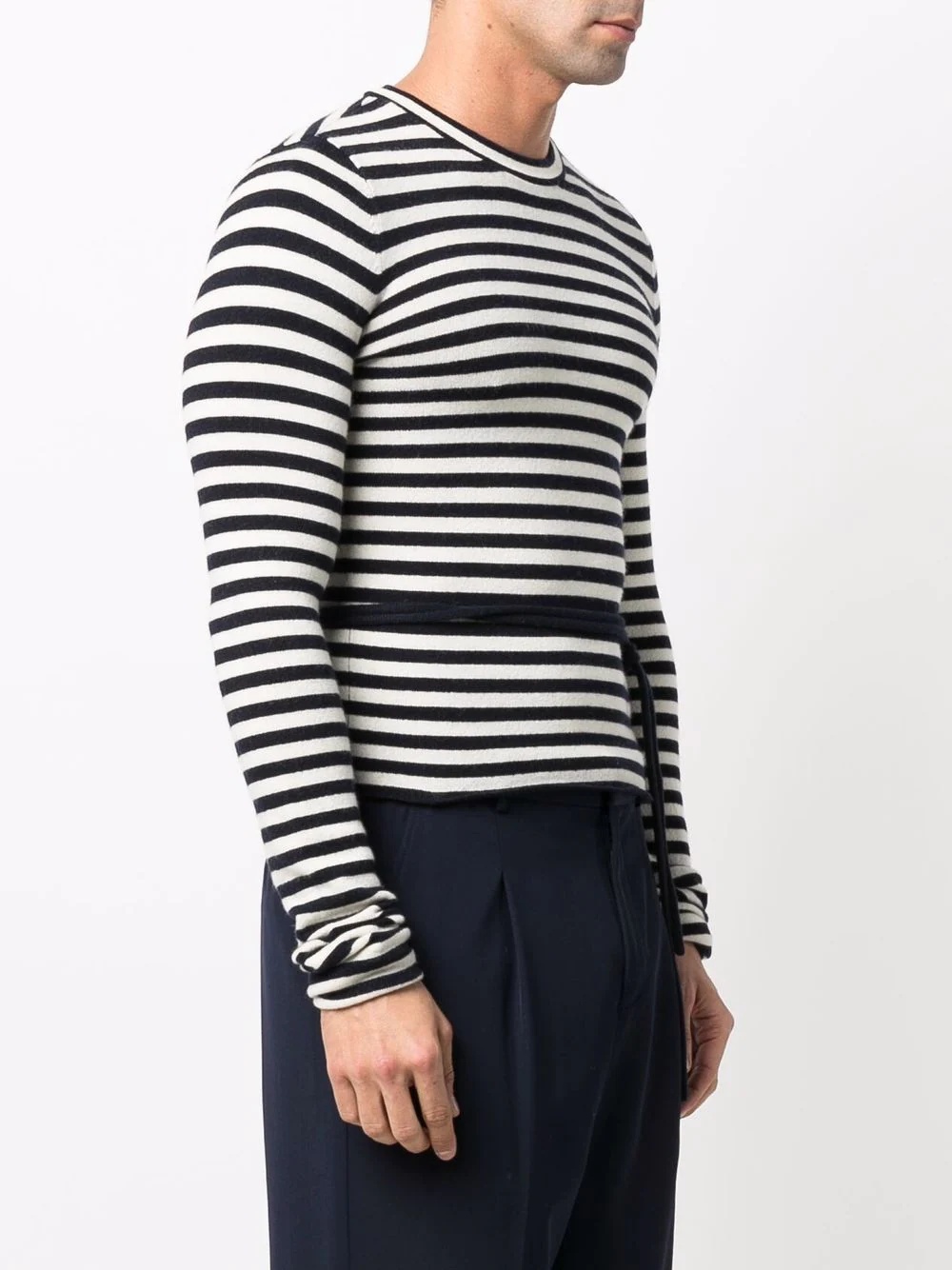 striped side-tie knit jumper - 4