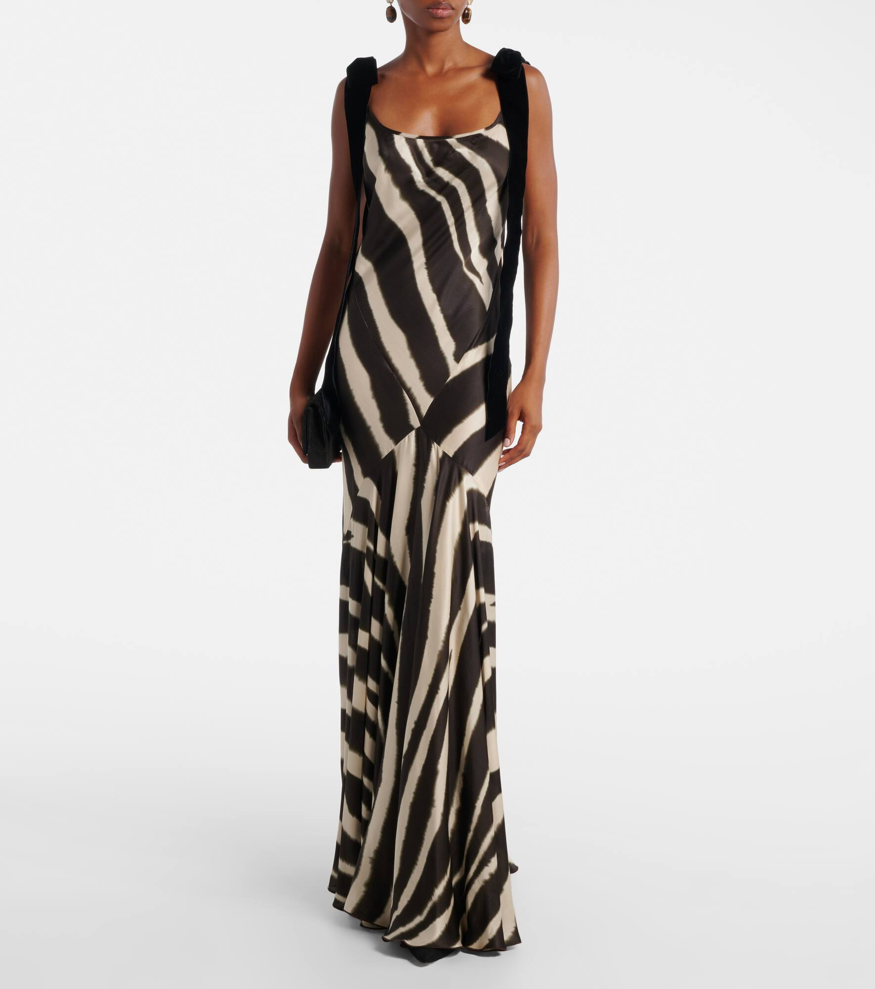 Zebra-print satin gown - 2