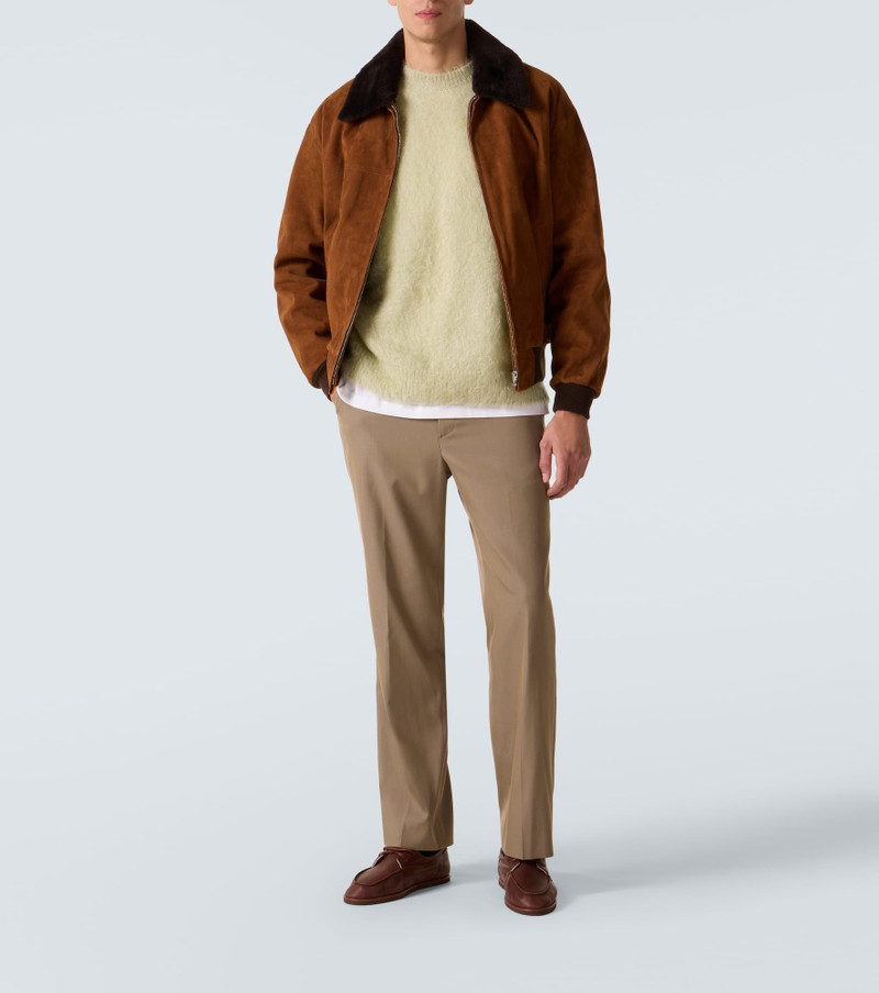 AURALEE Shearling-trimmed suede aviator jacket outlook