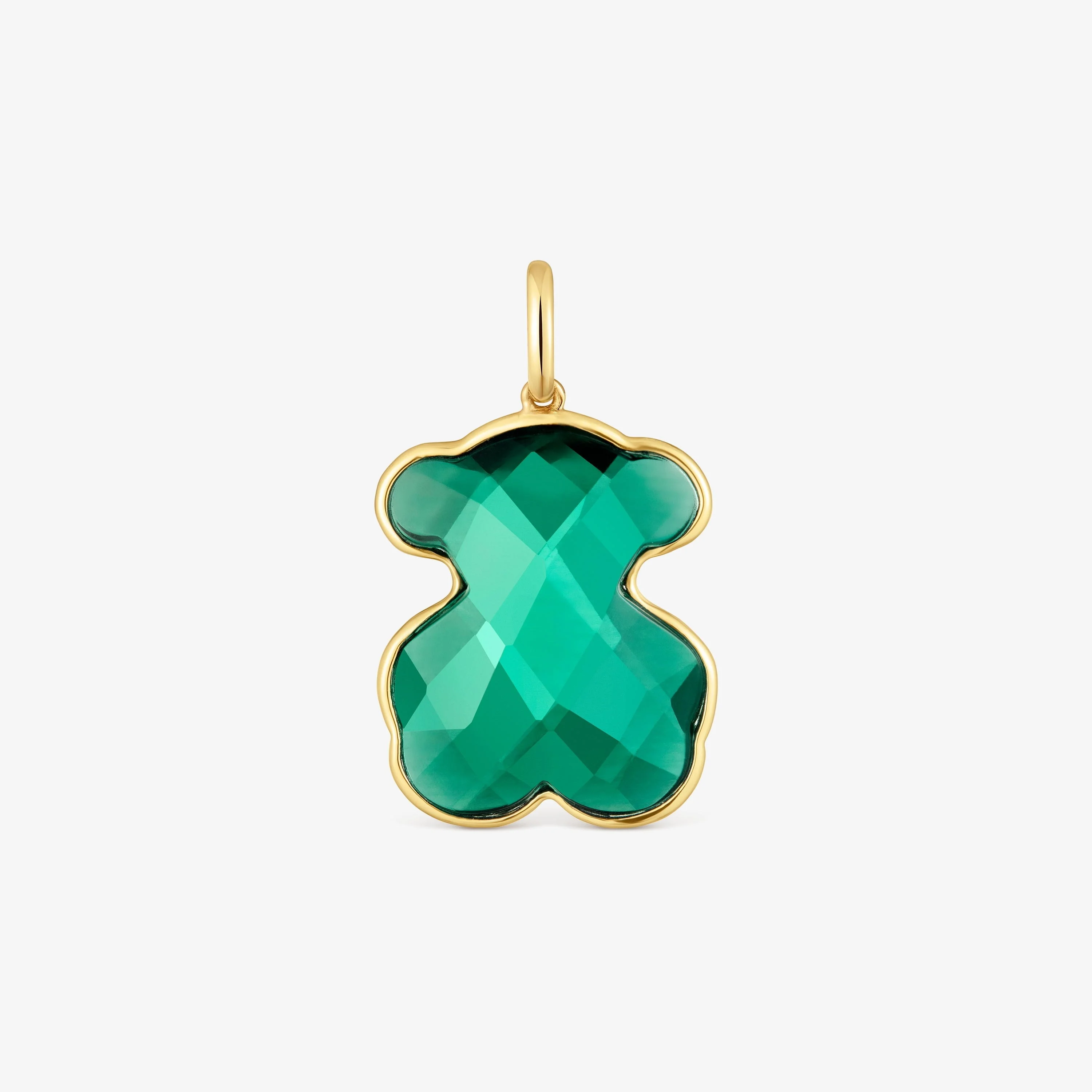14K solid gold and lab-grown emerald bear Pendant Icon Color LGG - 1
