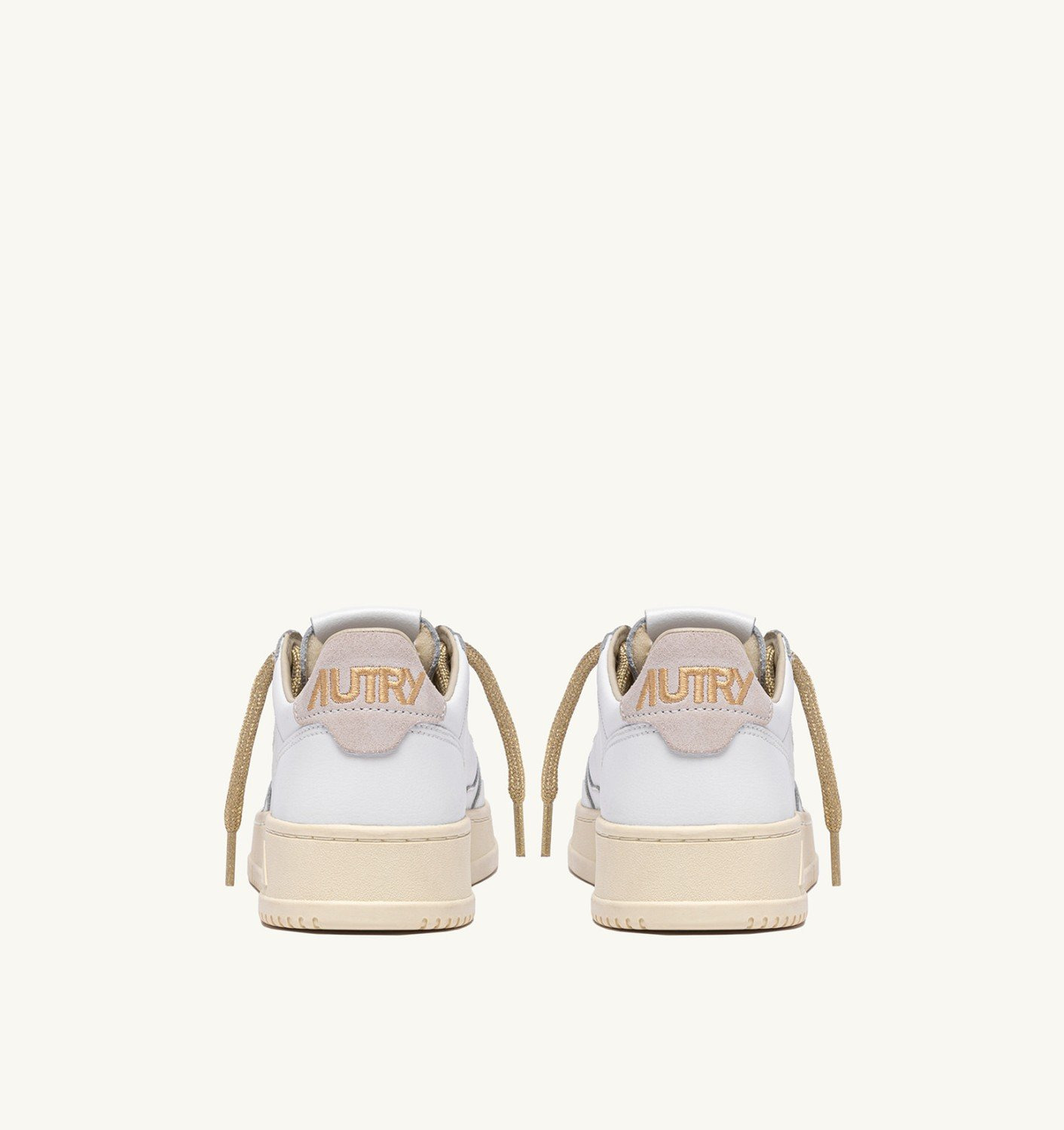 MEDALIST LOW SNEAKERS IN WHITE LEATHER AND DETAILS IN GOLD LUREX - 3