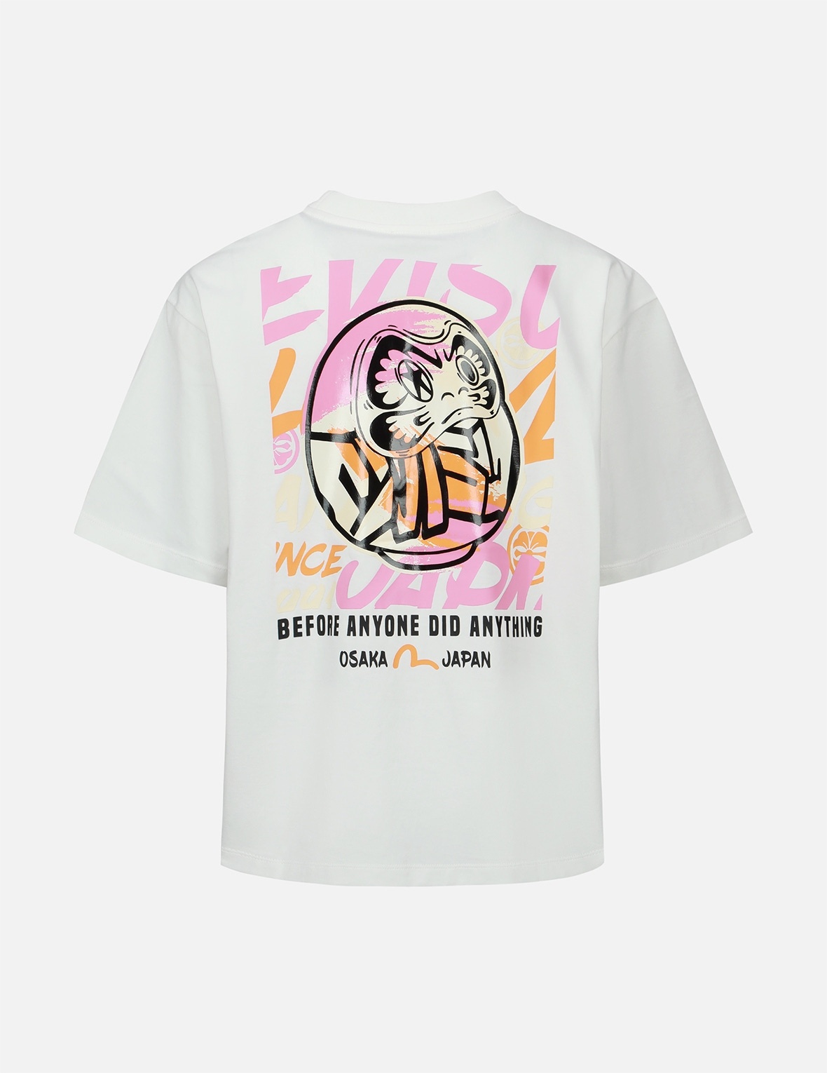 GRAFFITI DARUMA AND SEAGULL PRINT T-SHIRT - 1