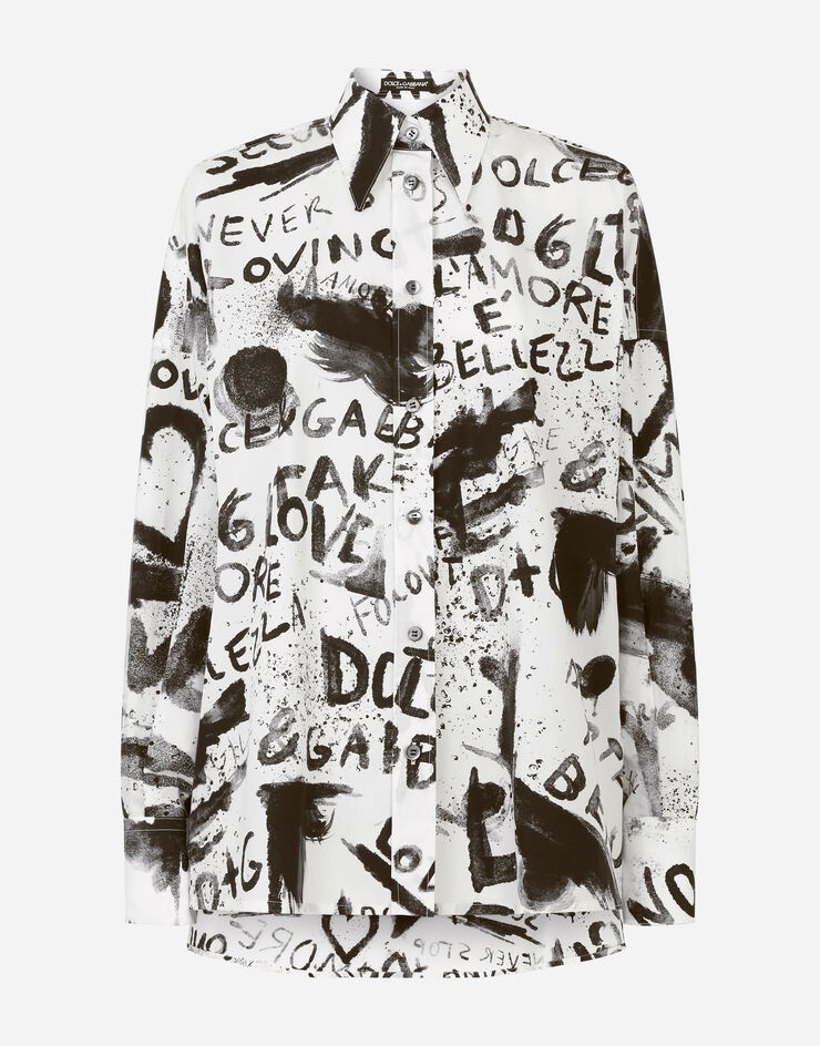 Poplin shirt with DG graffiti print - 3