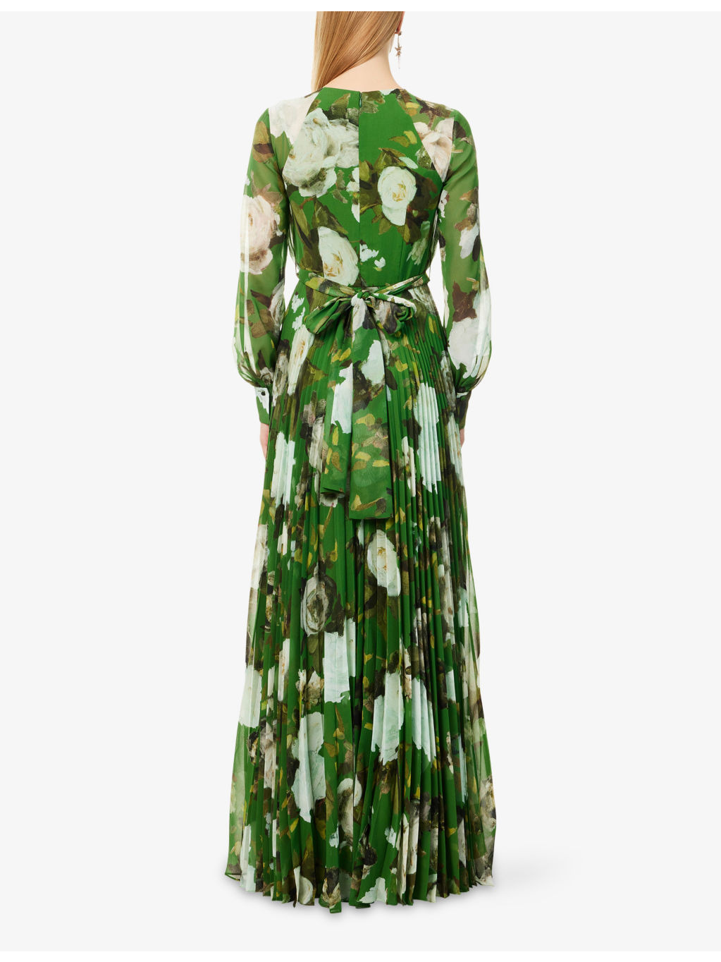 Floral-Print Long-Sleeve Chiffon Gown - 4