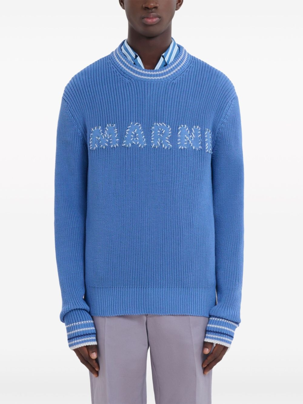 logo-embroidery cotton jumper - 2