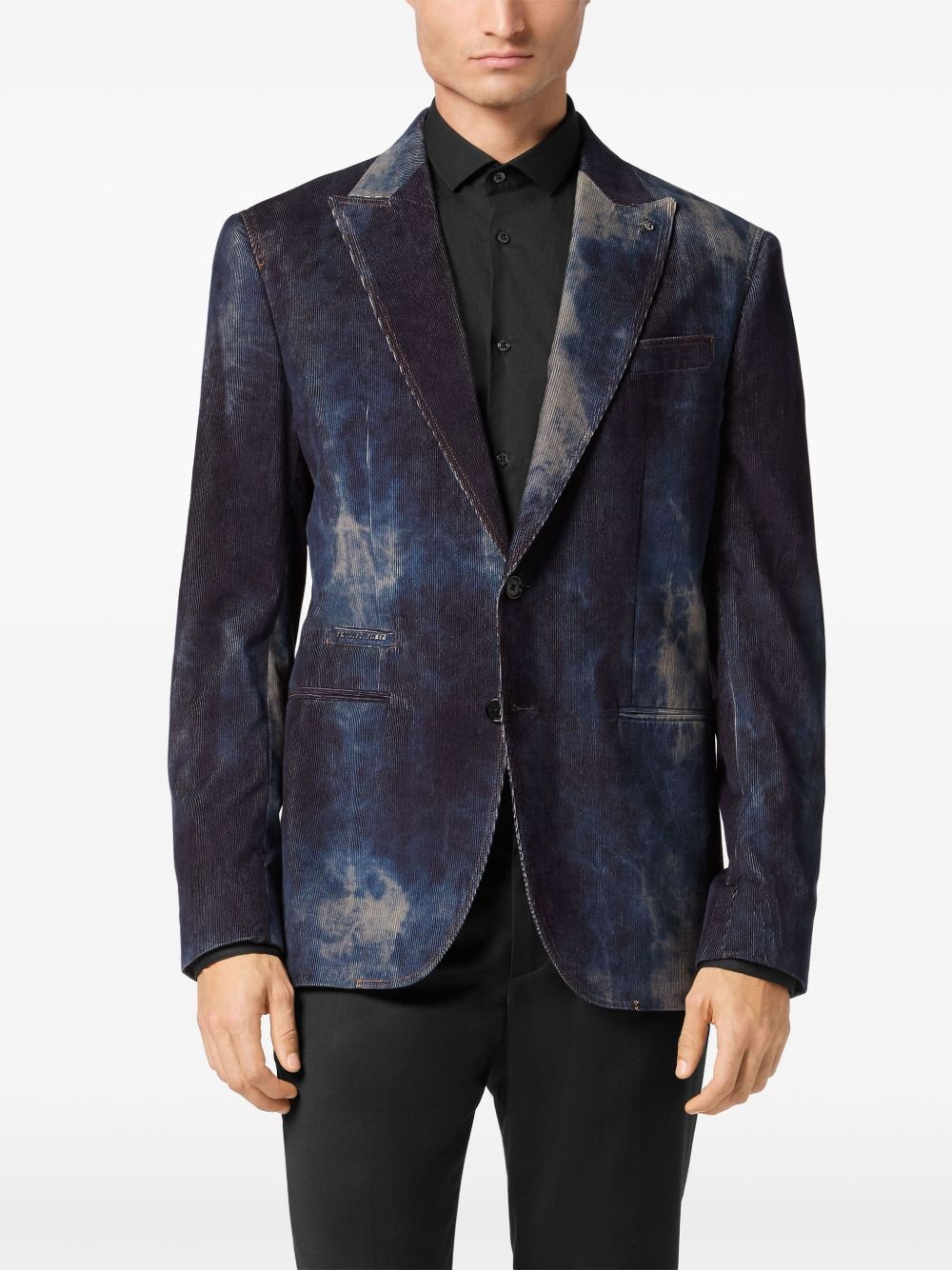 bleached-effect velvet blazer - 3