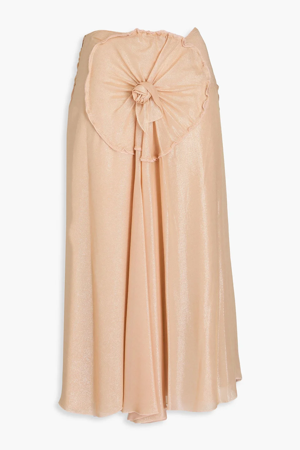 Metallic floral-appliquéd crepe midi skirt - 1