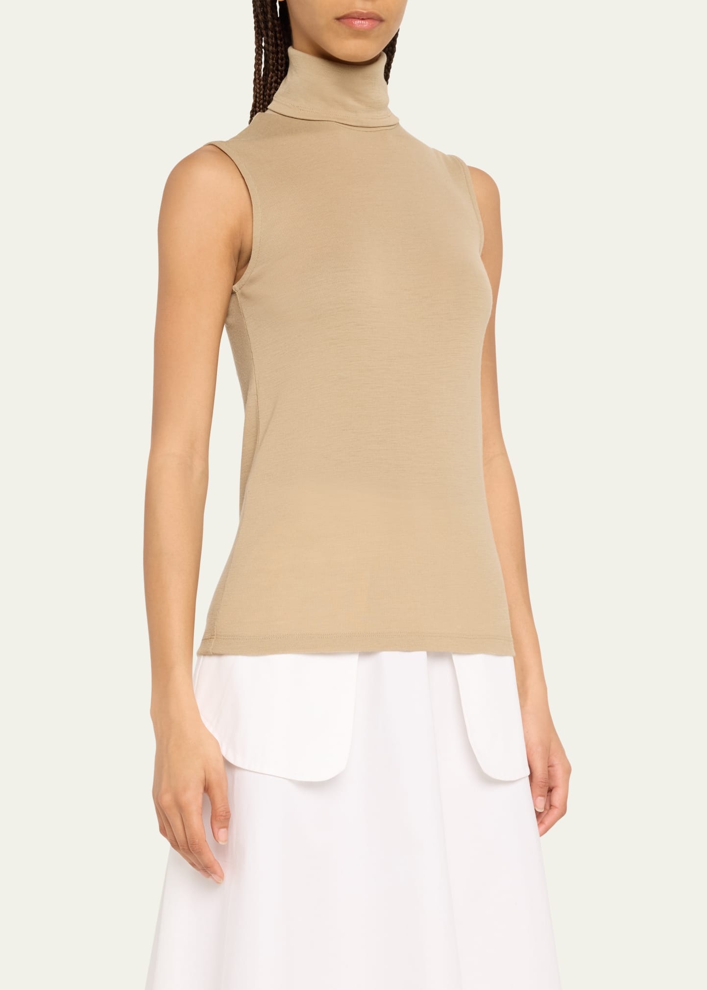 Sleeveless Wool Turtleneck Top - 4