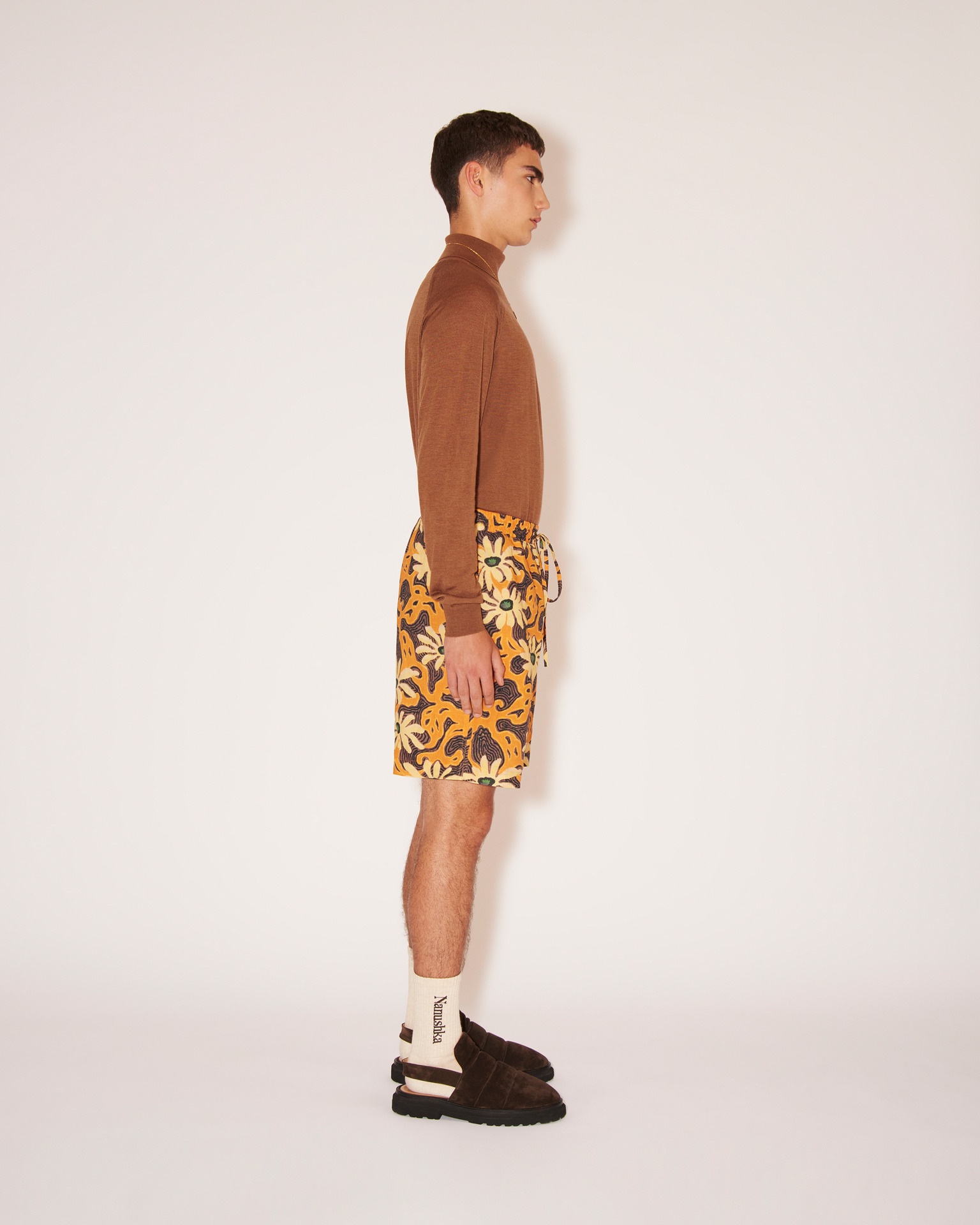 DOXXI - Cotton-linen floral shorts - Orange - 3