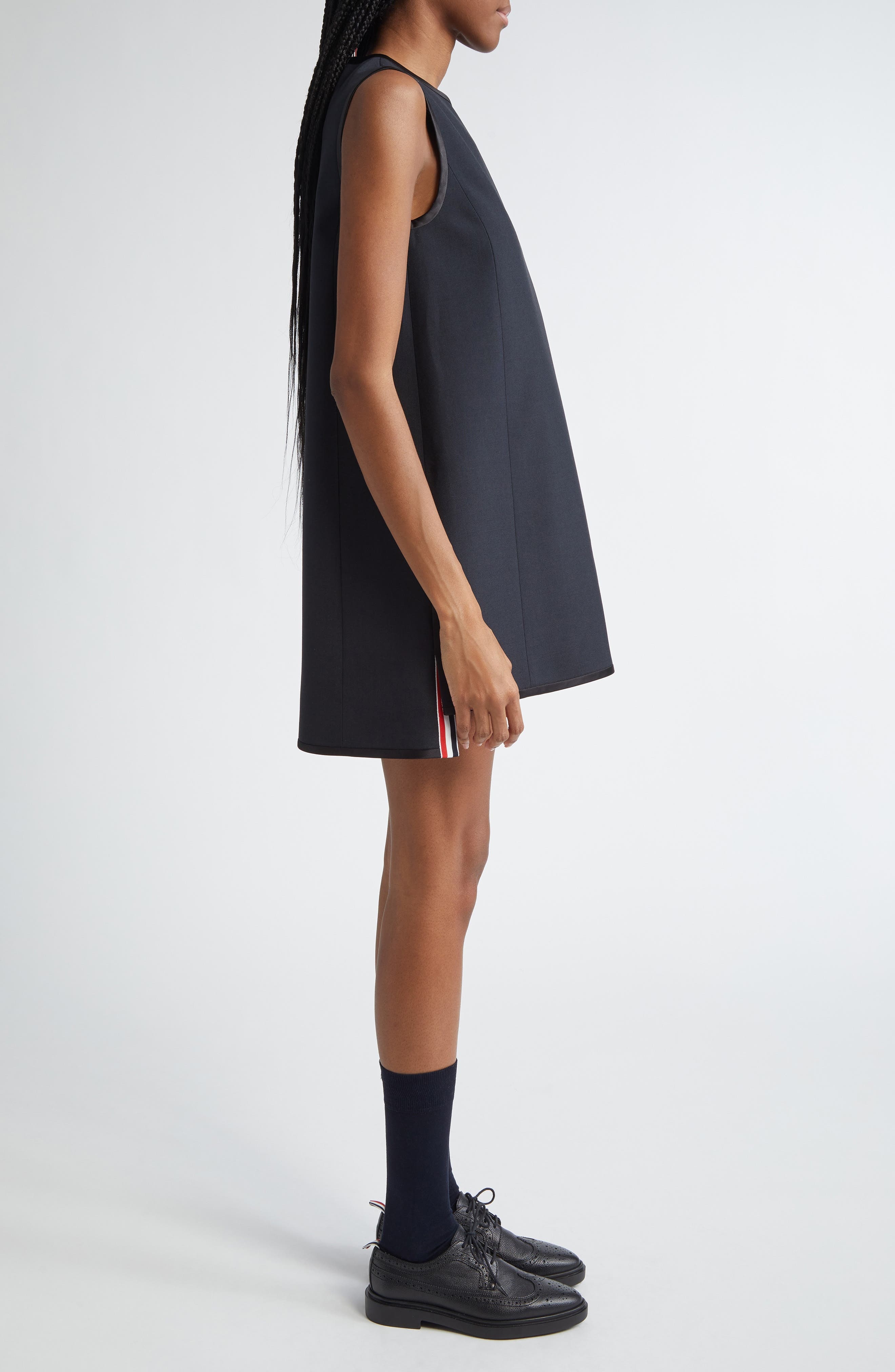 Thom Browne School Uniform Wool Blend Shift Minidress in Black at Nordstrom - 3