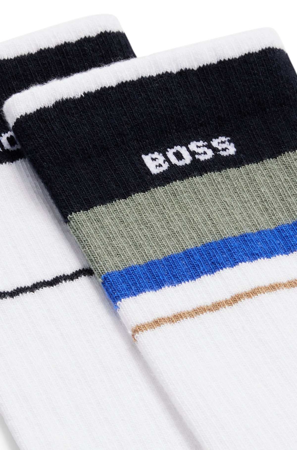 TWO-PACK OF QUARTER-LENGTH LOGO SOCKS WITH STRIPES - 2